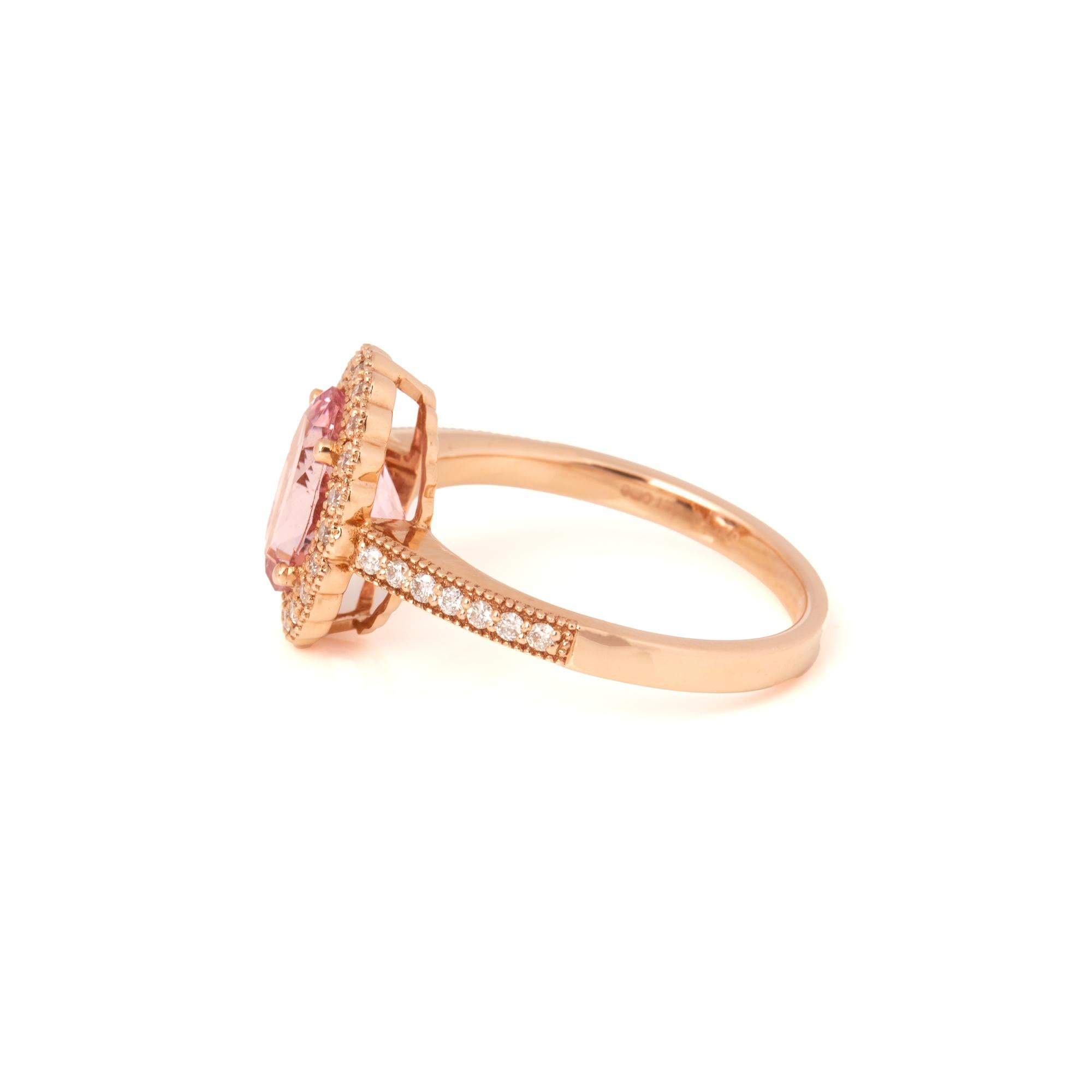 Contemporary David Jerome Certified 1.76ct Oval Cut Morganite and Diamond Ring For Sale