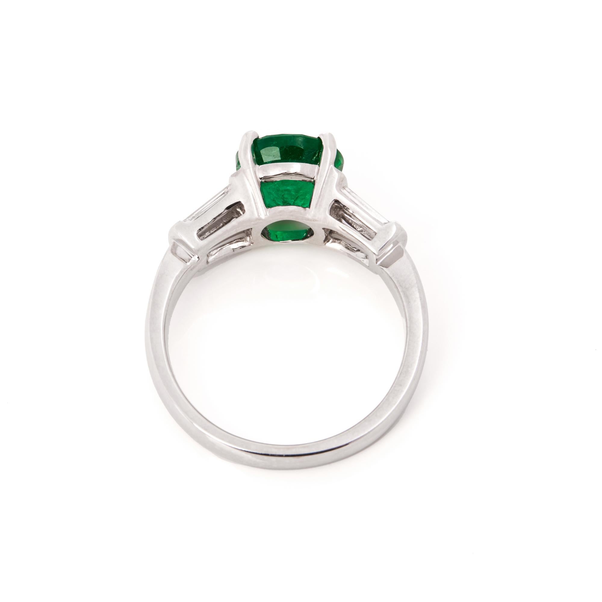 Women's David Jerome Certified 1.91ct Round Cut Emerald and Diamond Ring For Sale
