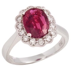 David Jerome Certified 2.16ct Oval Cut Ruby and Diamond Ring