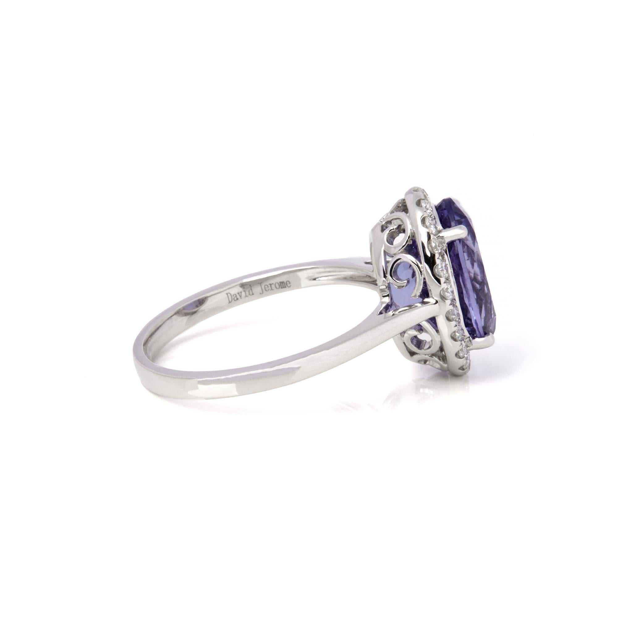 David Jerome Certified 4.23ct Oval Cut Tanzanite and Diamond Ring In New Condition For Sale In Bishop's Stortford, Hertfordshire