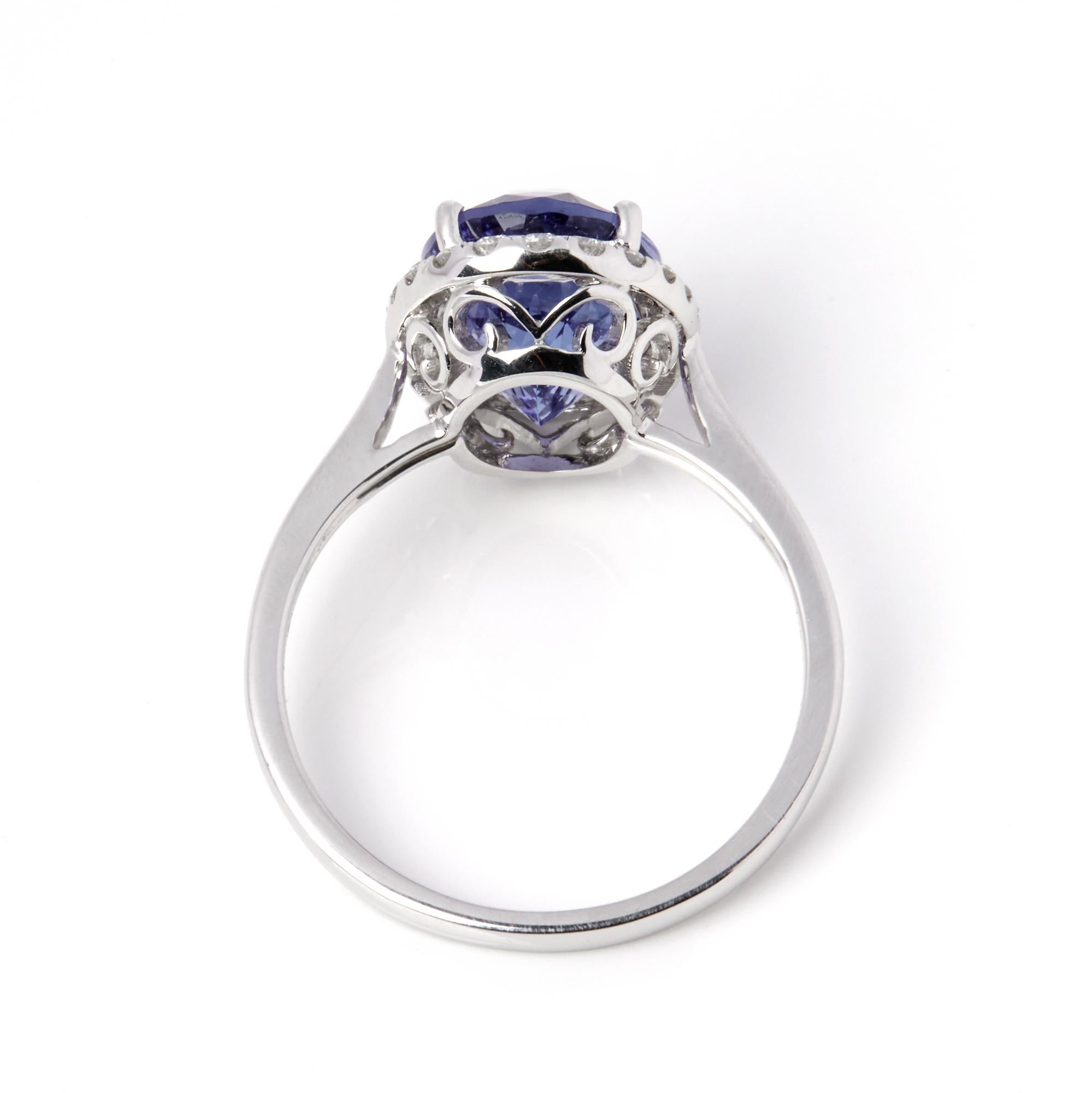 Women's David Jerome Certified 4.23ct Oval Cut Tanzanite and Diamond Ring For Sale