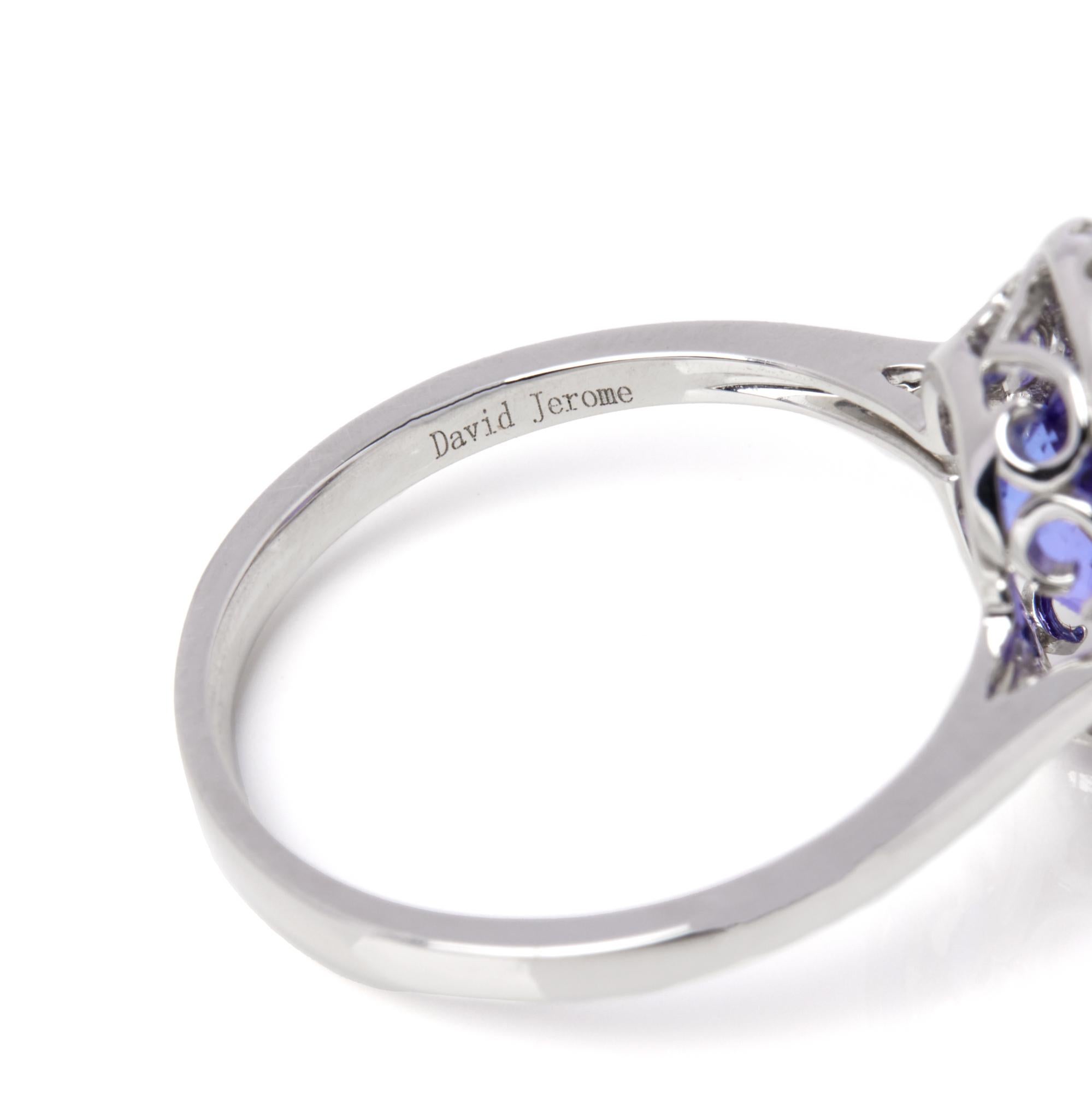 David Jerome Certified 4.23ct Oval Cut Tanzanite and Diamond Ring For Sale 1