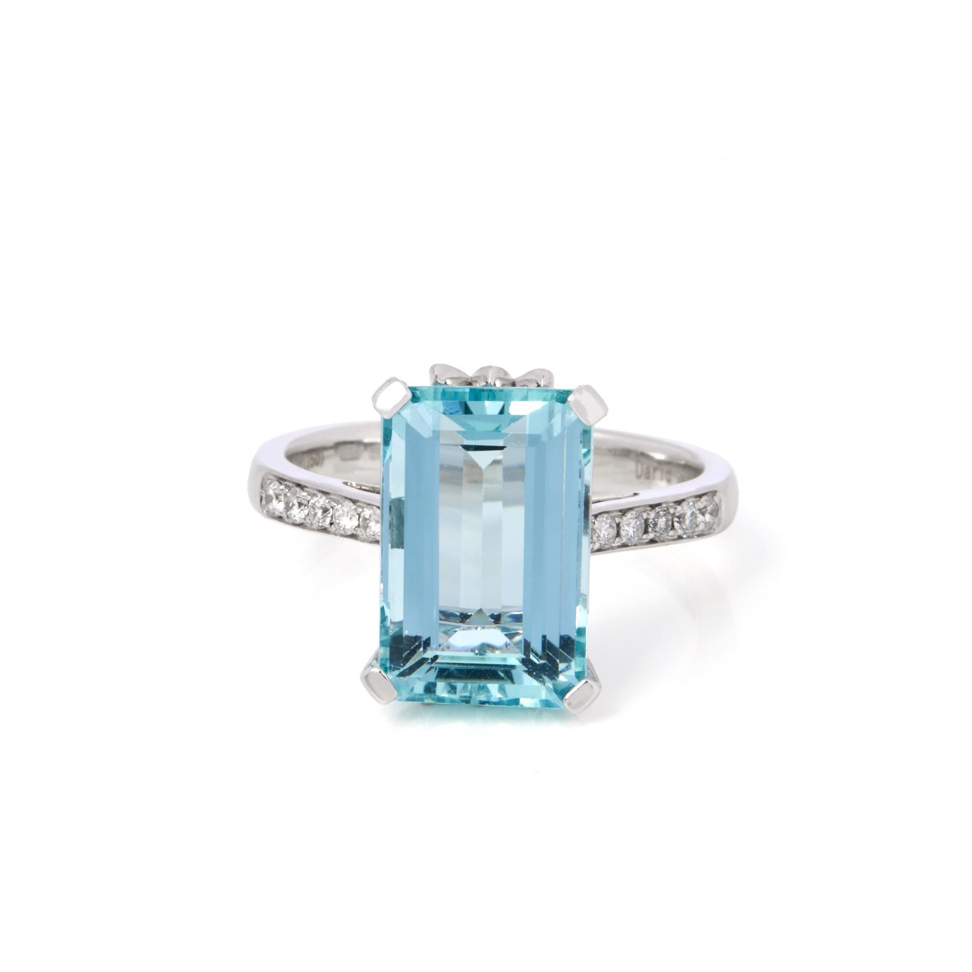 David Jerome Zertifizierter 5,61ct Smaragdschliff Aquamarin und Diamant Ring (Zeitgenössisch) im Angebot