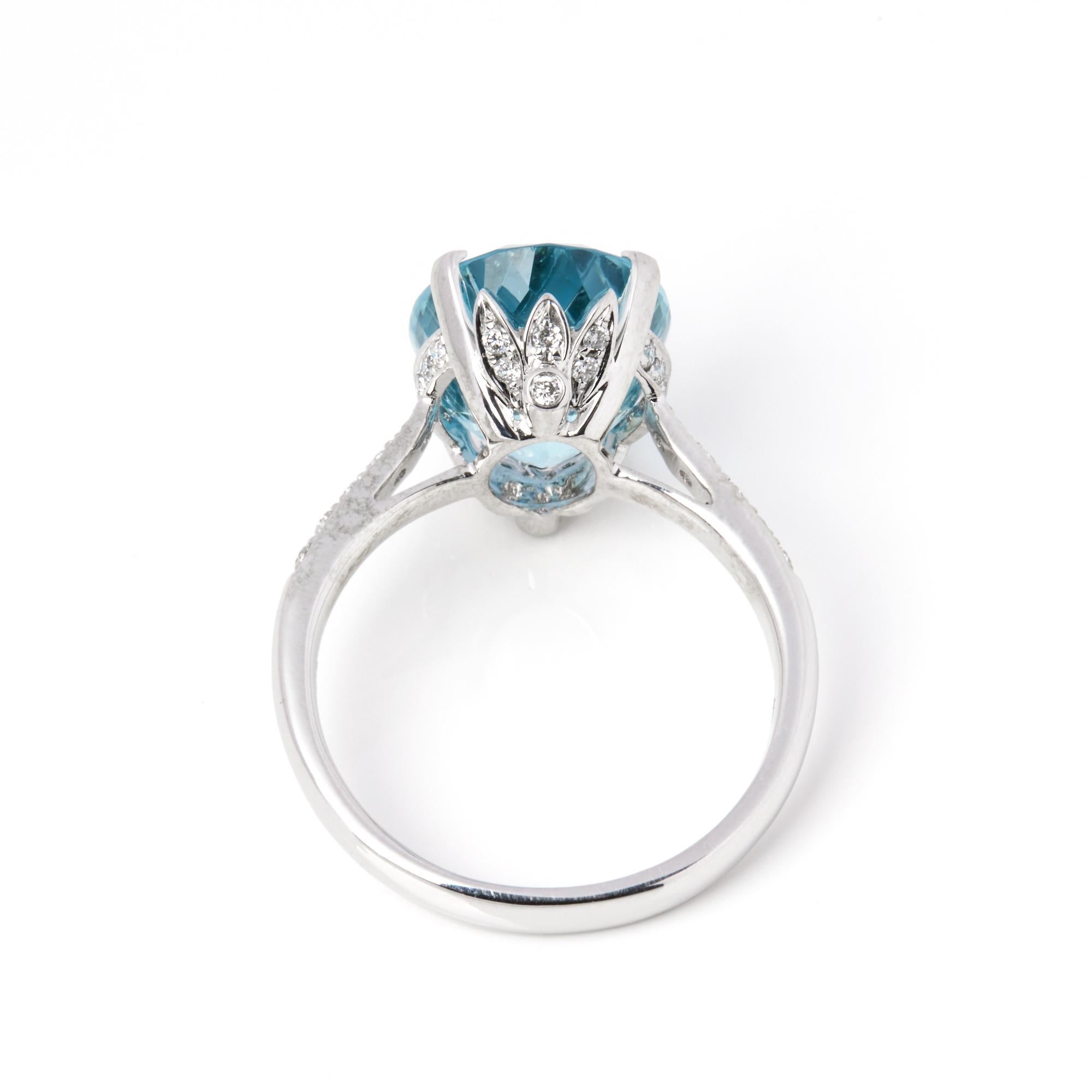 Contemporary David Jerome Certified 5.62ct Oval Cut Aquamarine and Diamond Ring For Sale
