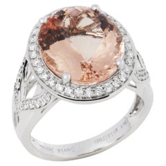 David Jerome Certified 6.98ct Oval Cut Morganite and Diamond Ring