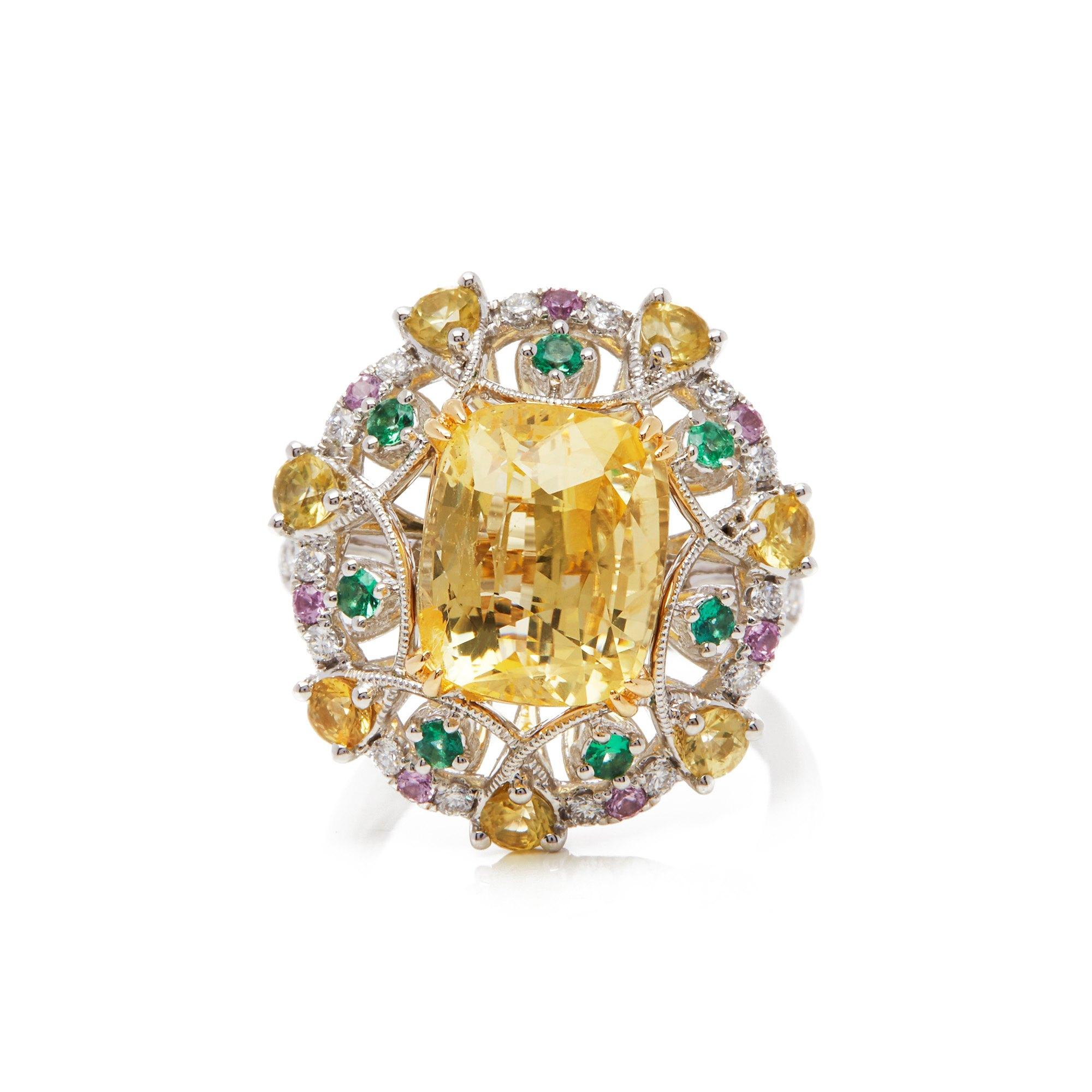 yellow sapphire cluster ring