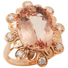 18ct Rose Gold Morganite and Diamond Floral Cluster Ring