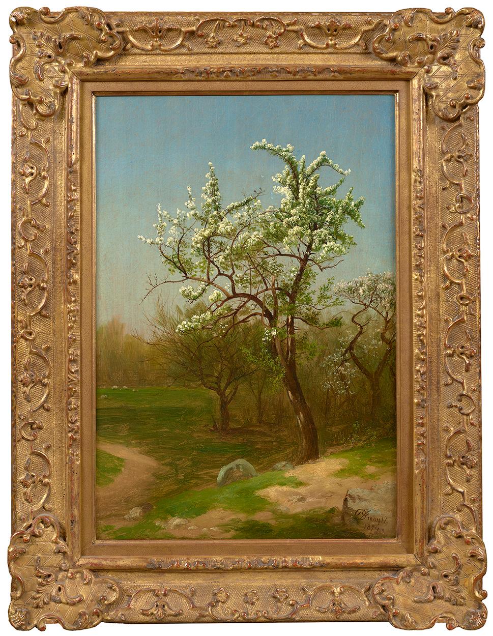 Boceto de la Naturaleza: Peral en flor, 1874 - Painting de David Johnson