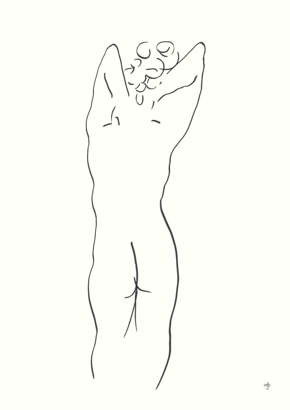 David Jones, CH, CBE Nude Painting – #2209F, Originalgemälde auf Papier, Porträt, Körper, Akt, Originalgemälde 