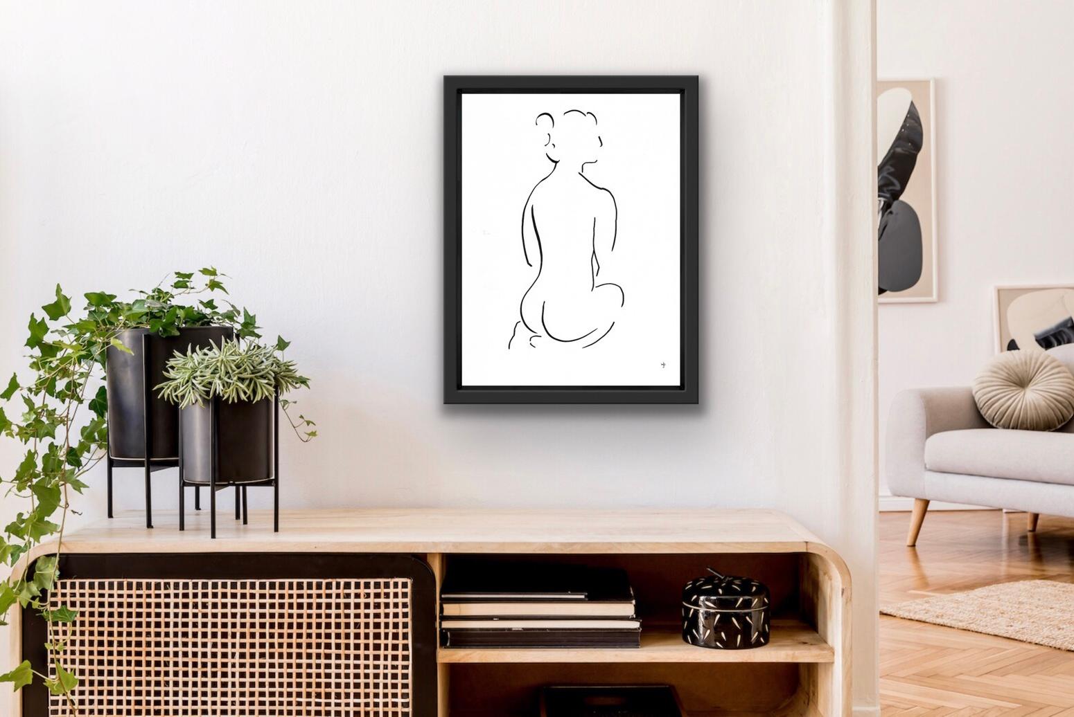 #2203D is an original drawing by David Jones. David Jones, artist, is pleased to present a series of nude drawings in the style of Matisse. 

ADDITIONAL INFORMATION:
#2203D by David Jones [2022]
original
Black ink on paper
Image size: H:39 cm x W:30