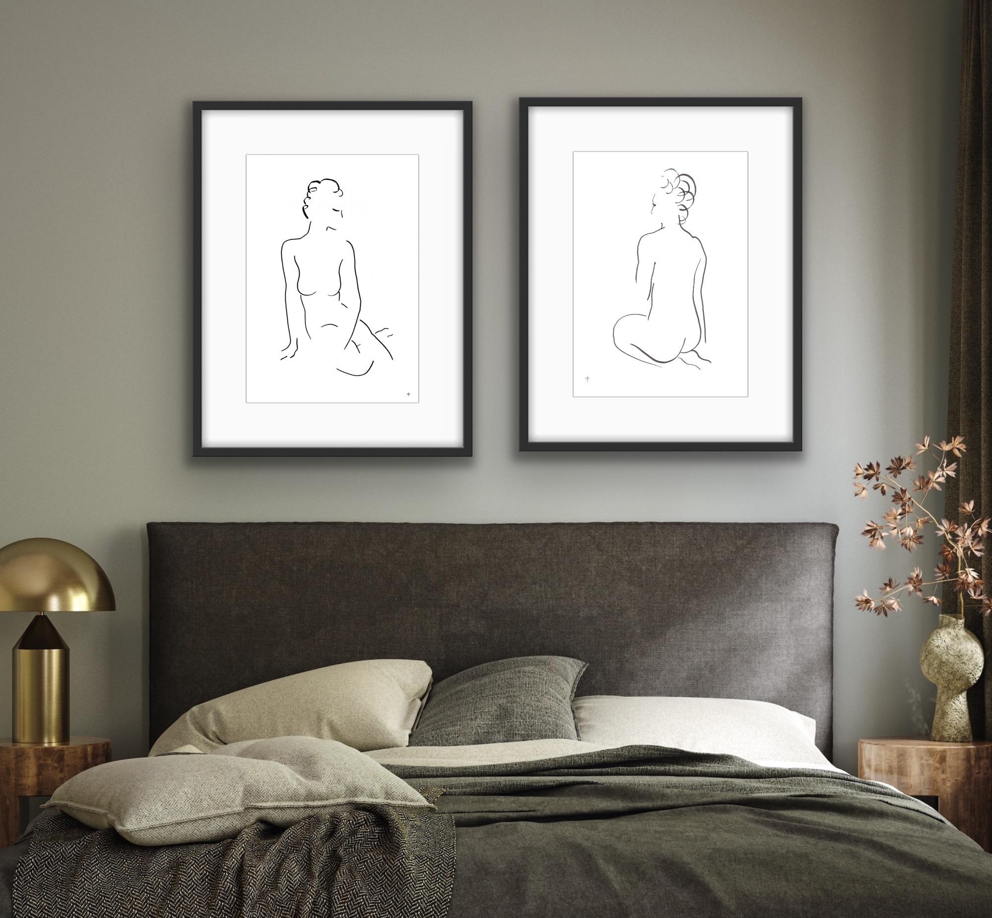 Diptych of #2209E and 2306A, Original painting, Nude, Body, woman  - Painting by David Jones