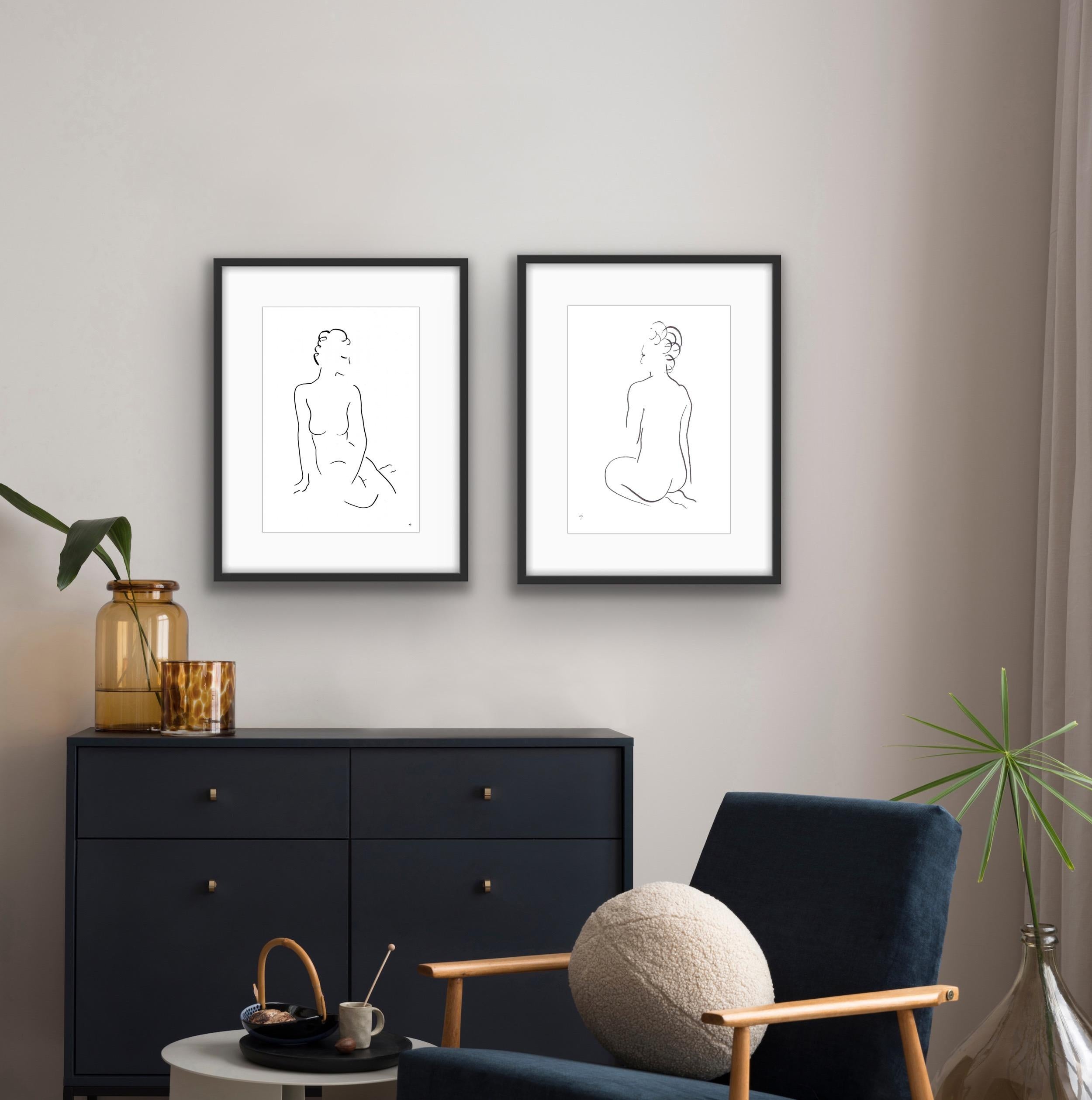 Dittico di #2209E e 2306A, Pittura originale, Nudo, Corpo, donna - Painting Contemporaneo di David Jones