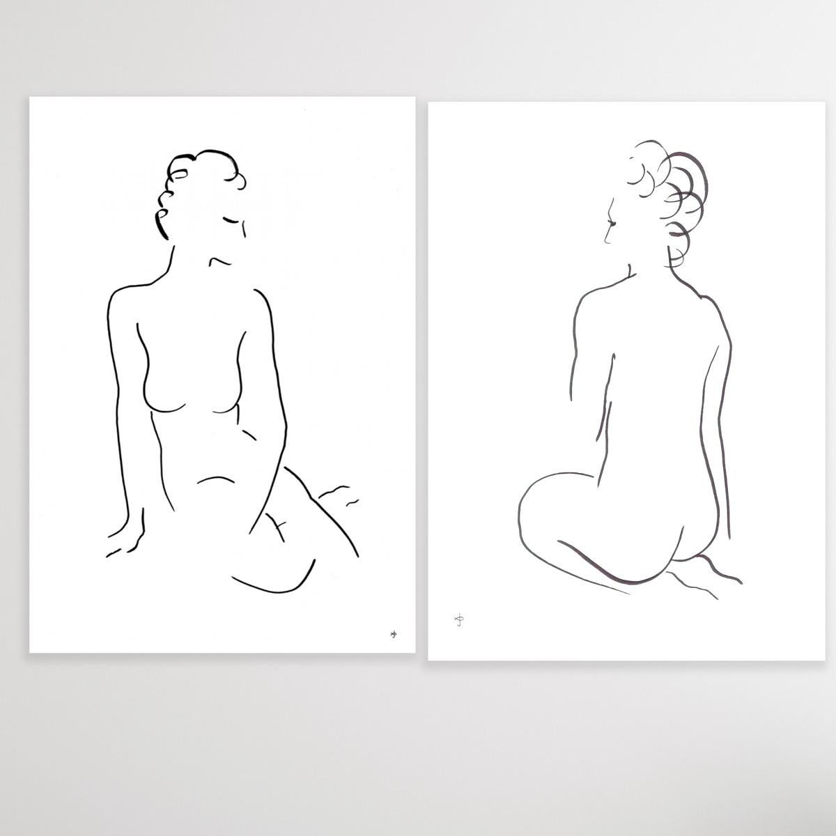 Figurative Painting di David Jones - Dittico di #2209E e 2306A, Pittura originale, Nudo, Corpo, donna