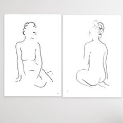 Diptyque n° 2209E et 2306A, peinture originale, nu, corps, femme 