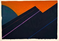 #505 Black Mountain (Pittura astratta di paesaggio con bordi rigidi)