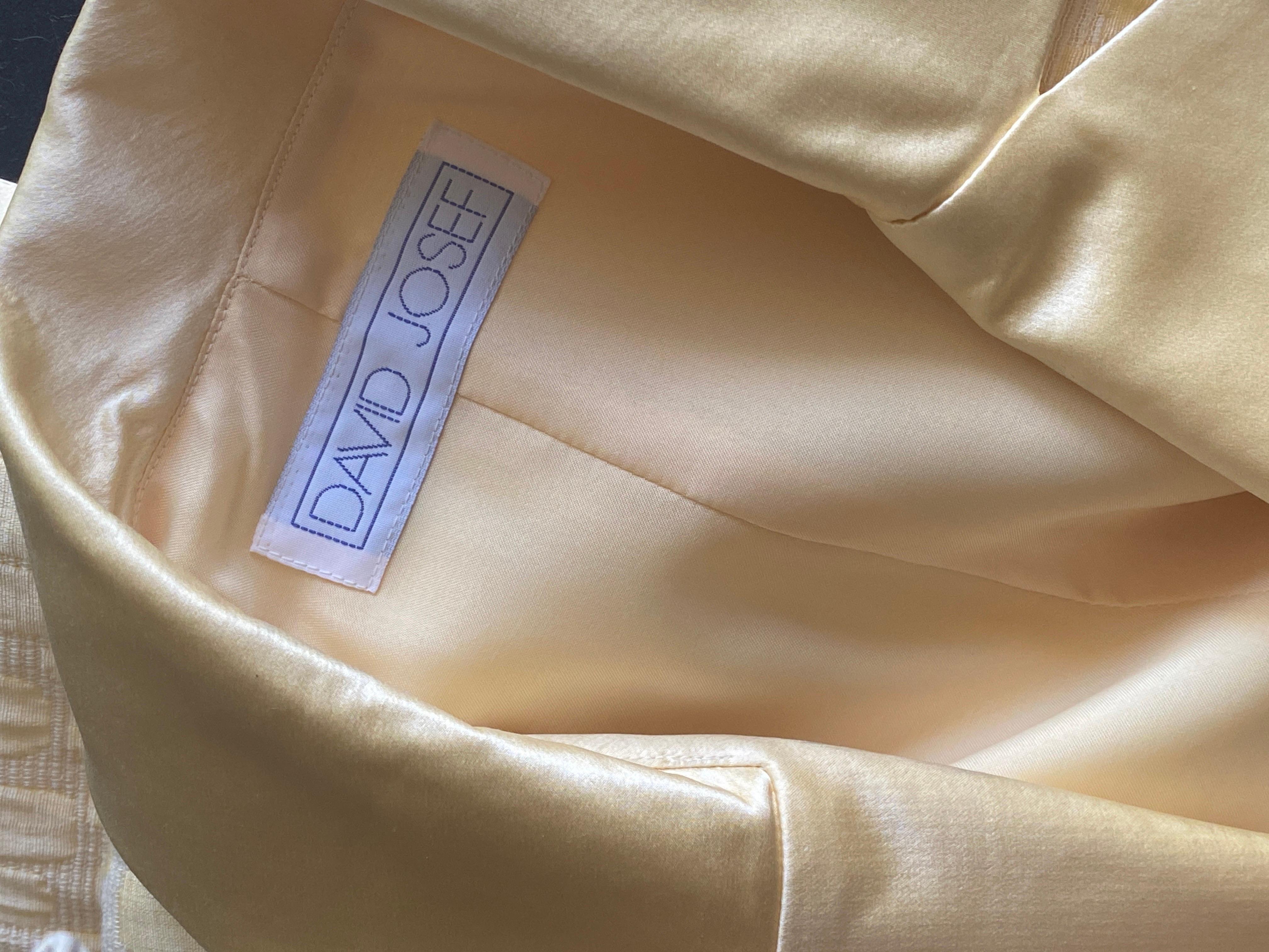 David Josef Chic Designer Butter Cream Color Silk 3 Pc Suit Size 16 For Sale 8