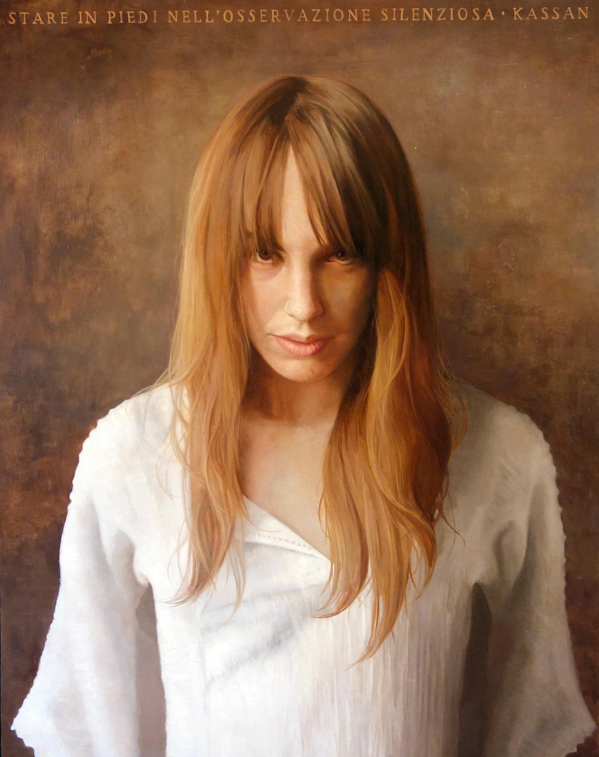 David Kassan Portrait Painting - STARE IN PIEDI NELL'OSSERVA TIONE SILENZIOSA (STANDING IN SILENT OBSERVATION)