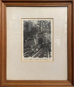 Colliery Scene, Lancashire, 20th Century British Artist, Wood Engraving