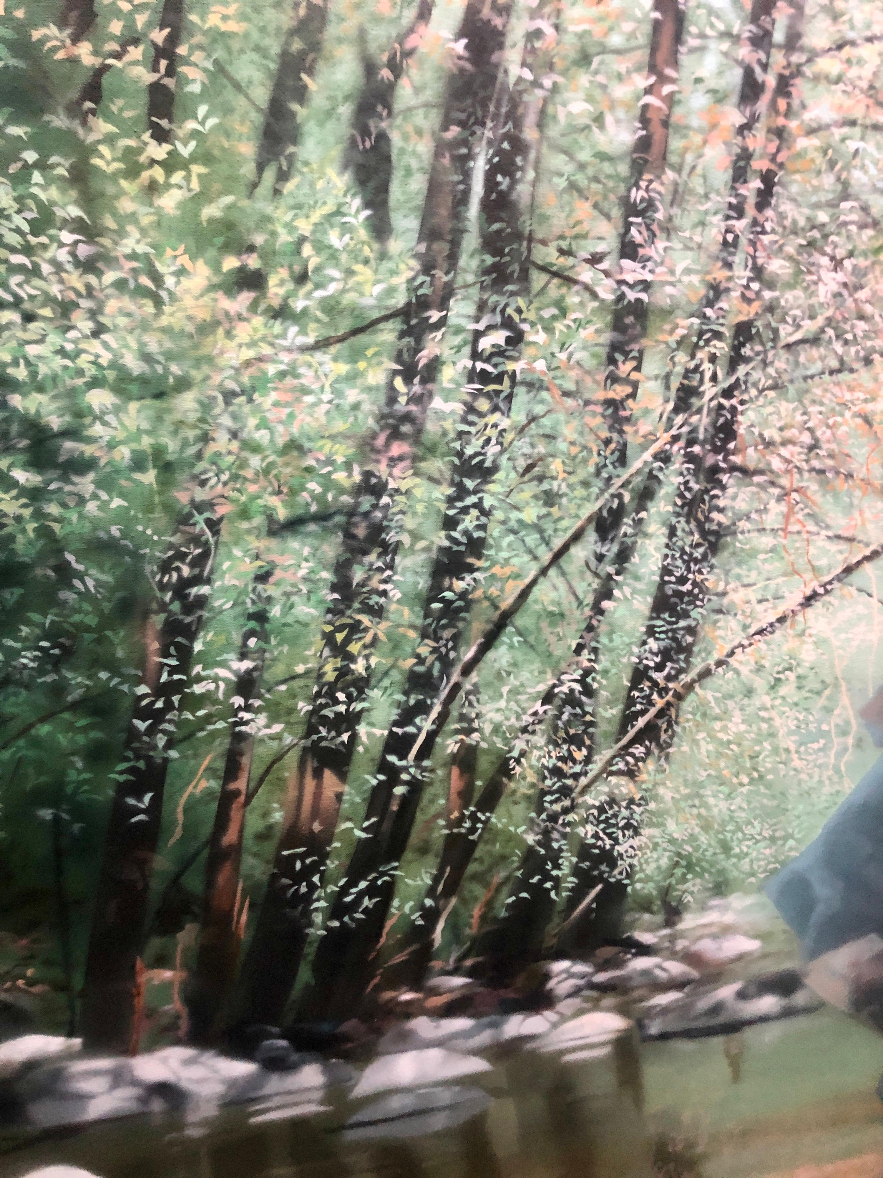 Grande dipinto acrilico fotorealista Scena di natura Acqua e luce David Kessler in vendita 1