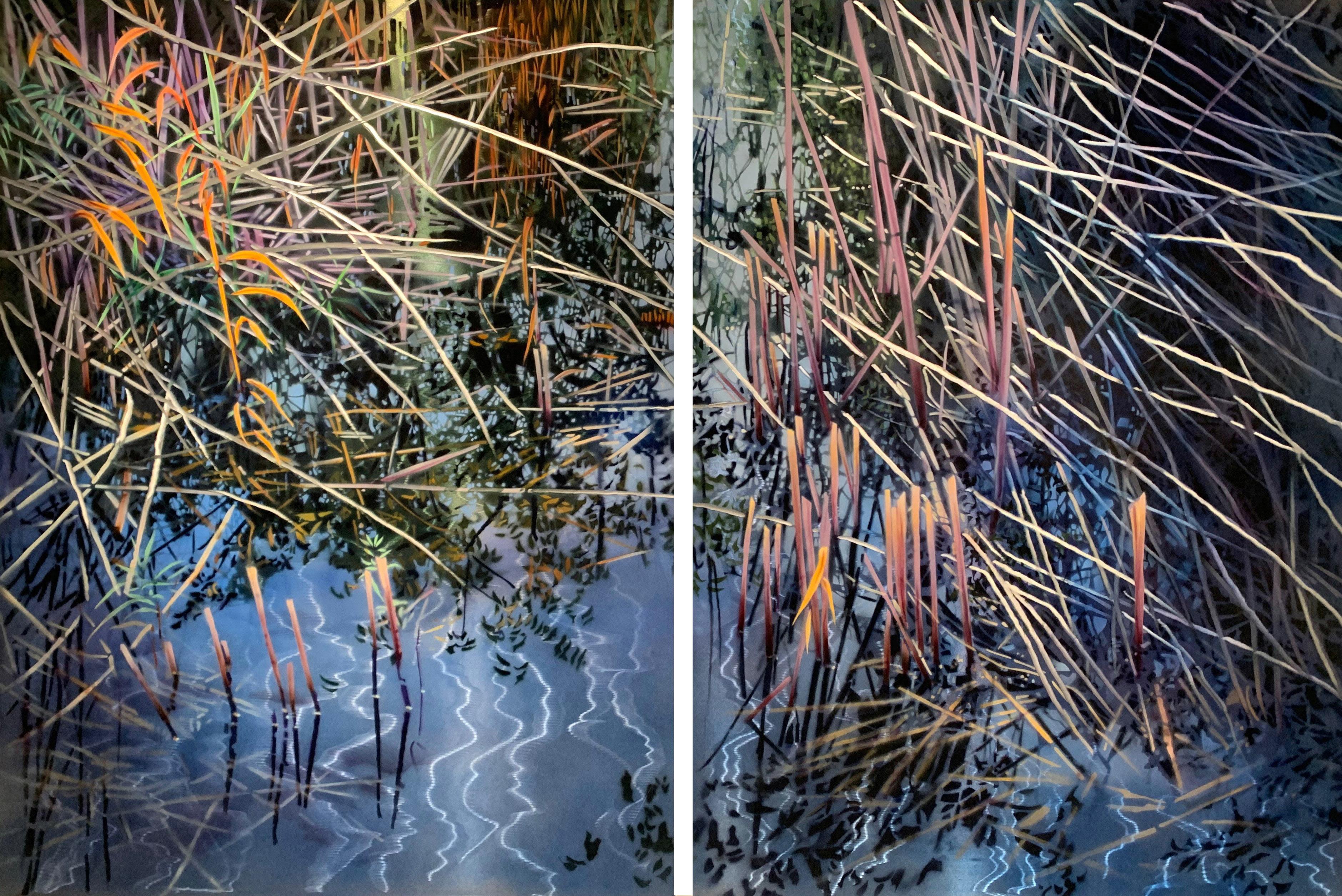 Landscape Painting David Kessler - Progression en roseau argenté