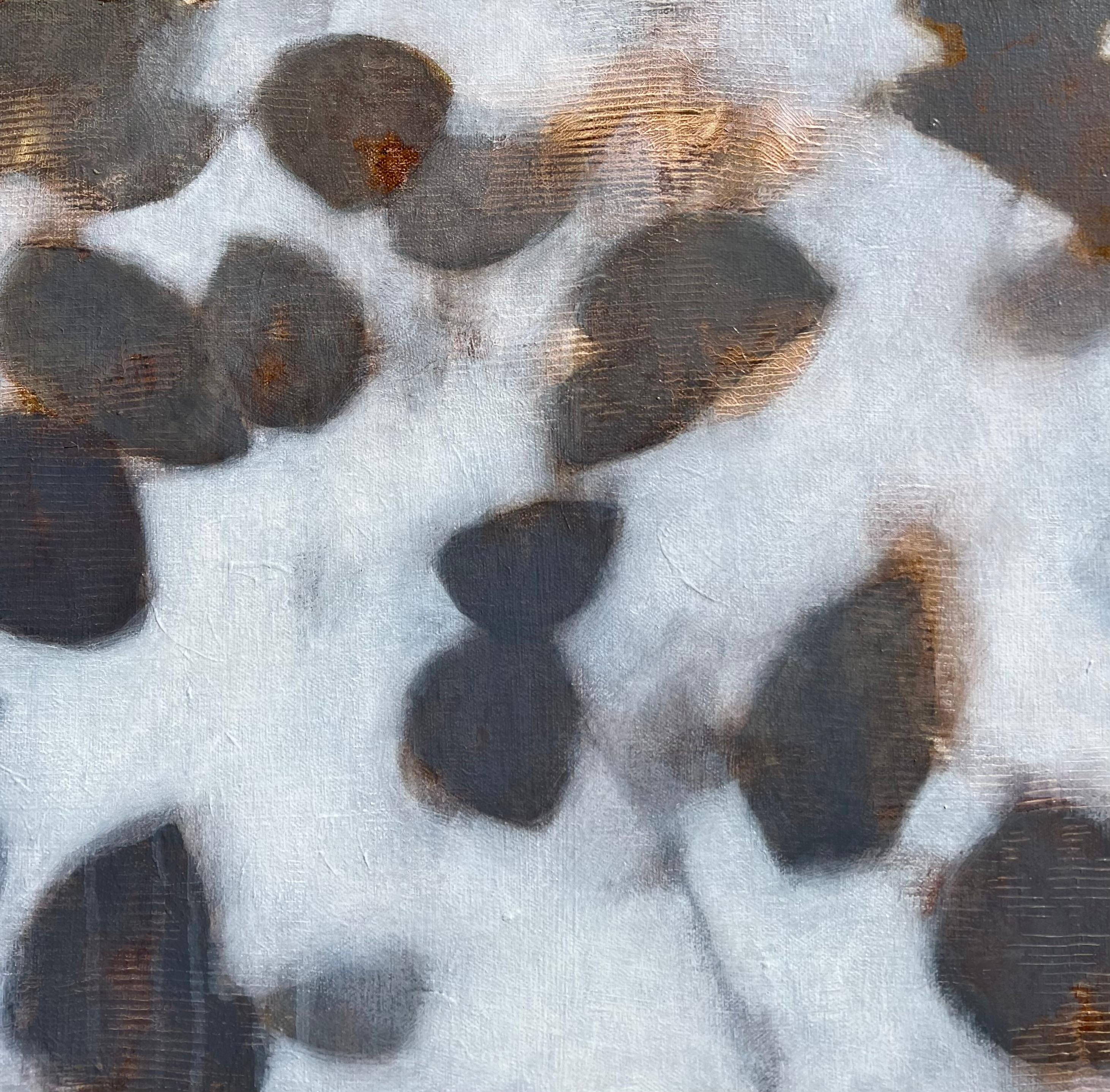 Twilight Glimmer - Gray Abstract Painting by David Kidd