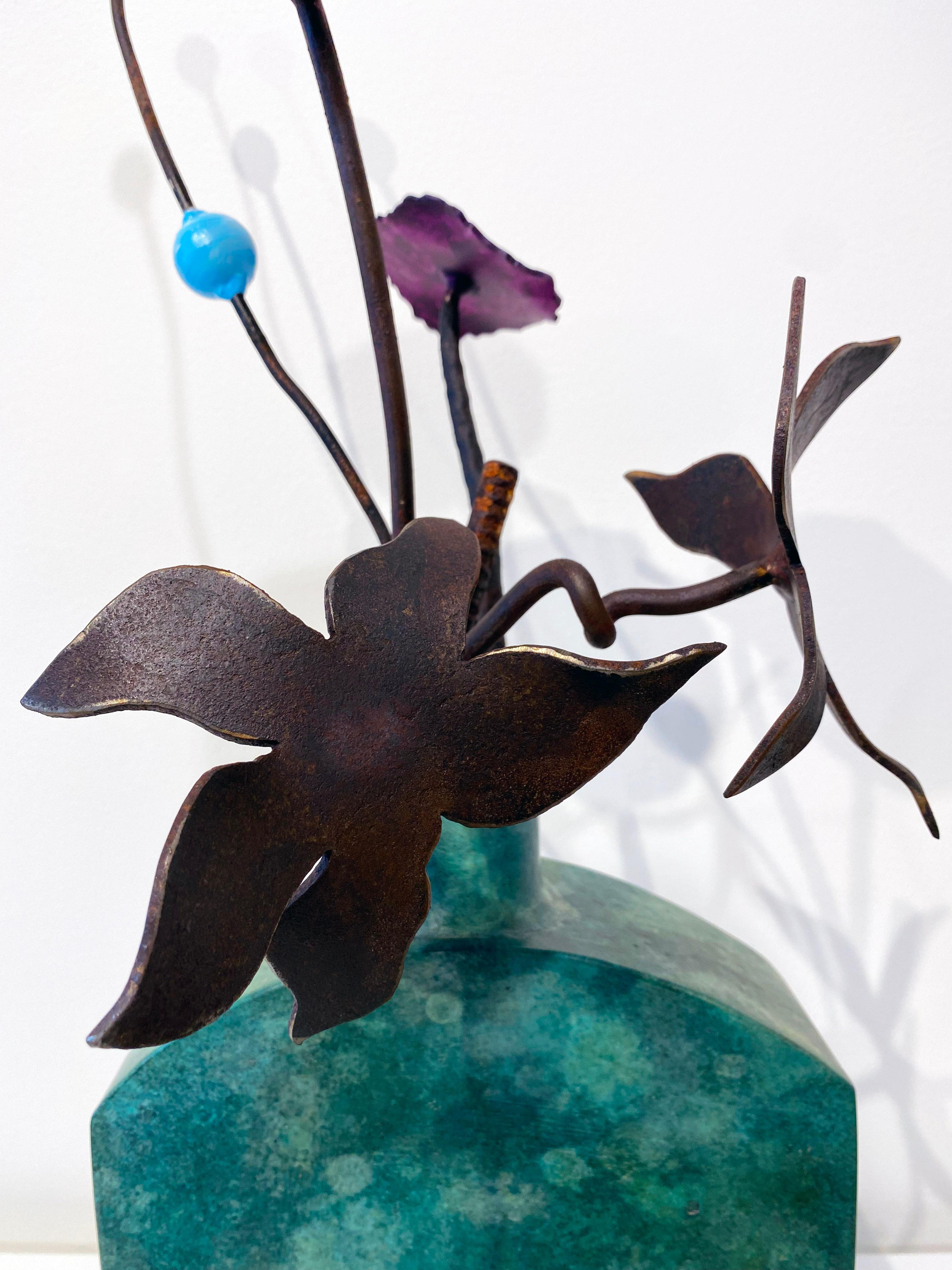Bronze and Steel Sculpture by David Kimball Anderson 'Green Bottle Summer' 5