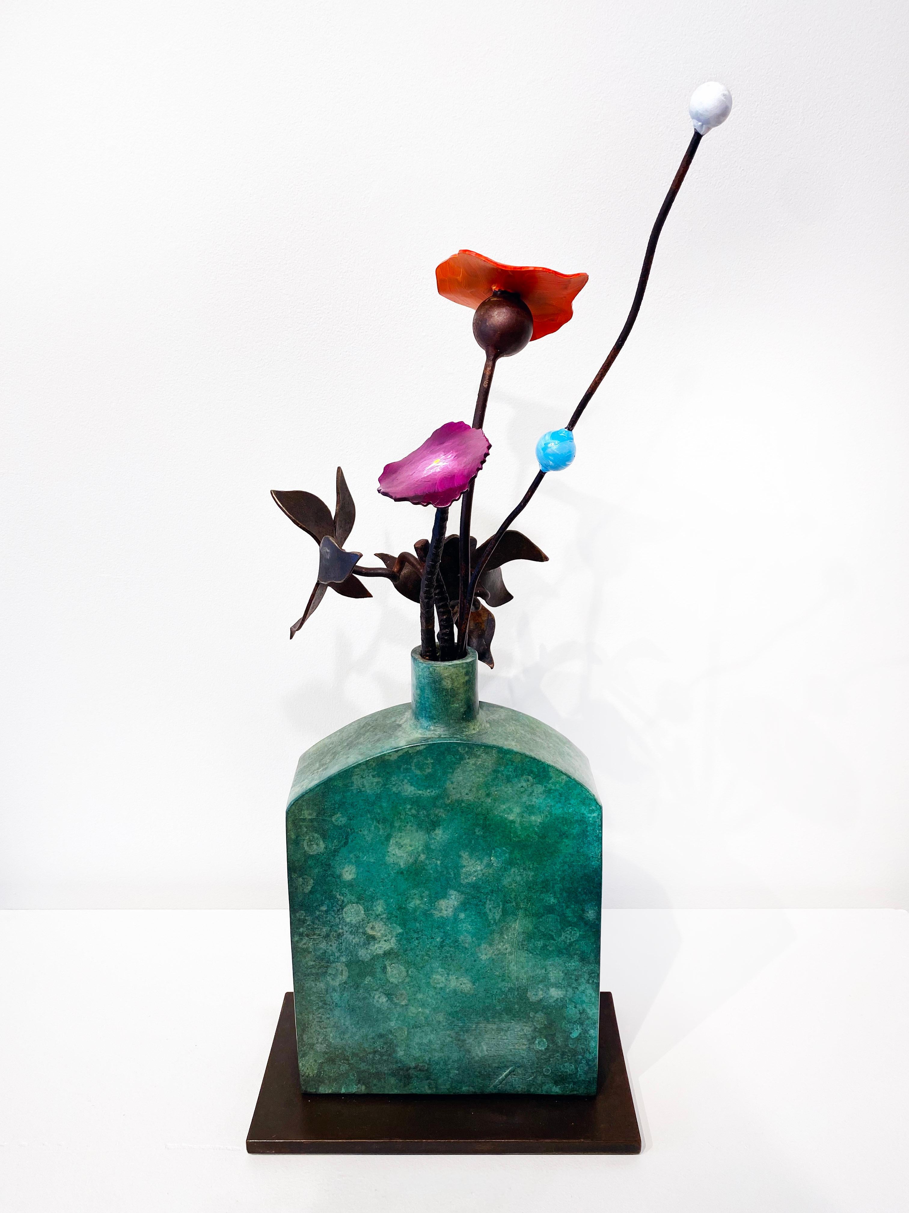 Bronze and Steel Sculpture by David Kimball Anderson 'Green Bottle Summer' 2