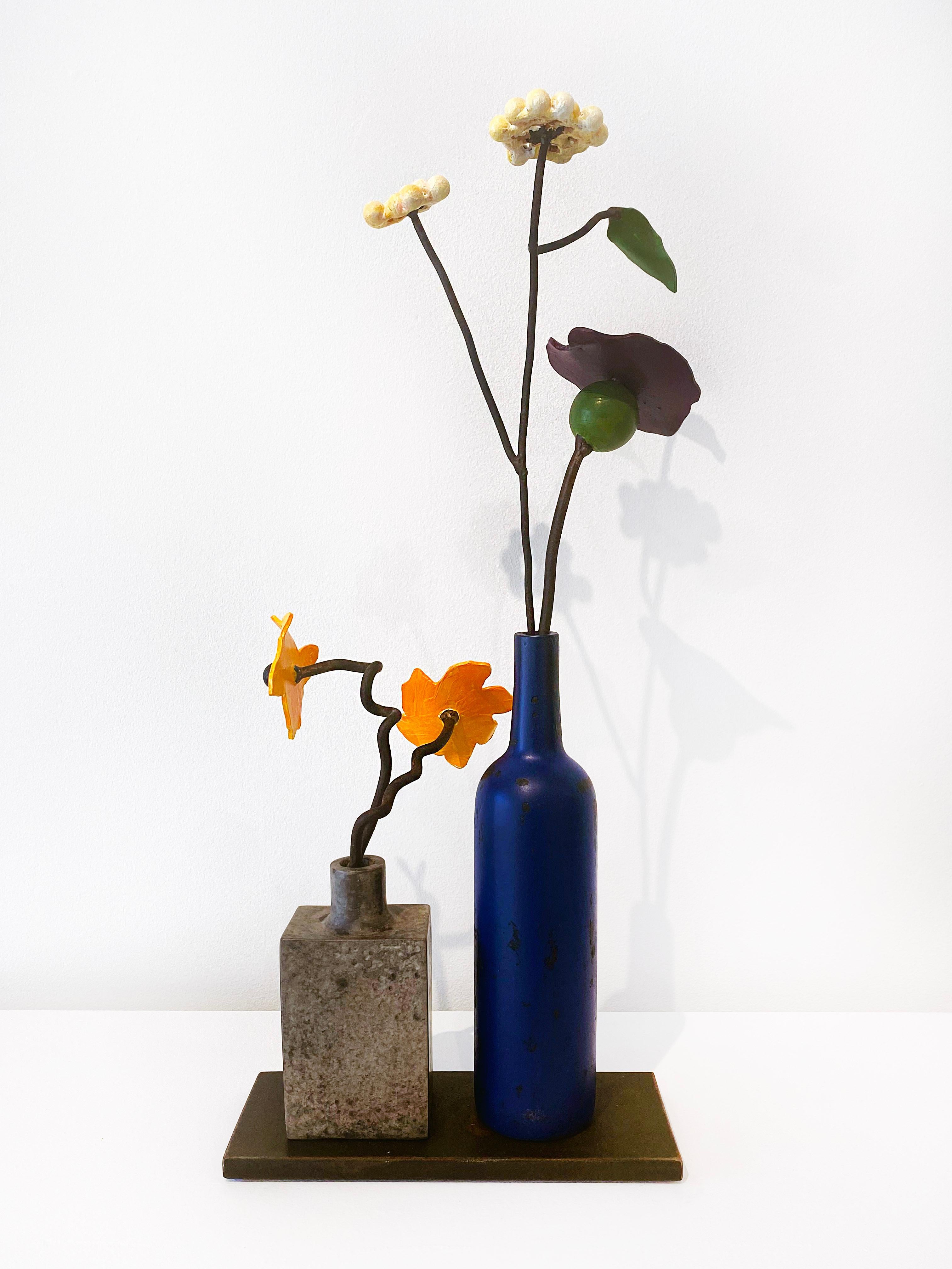 Bronze and Steel Sculpture by David Kimball Anderson 'Blue Bottle Summer' 2