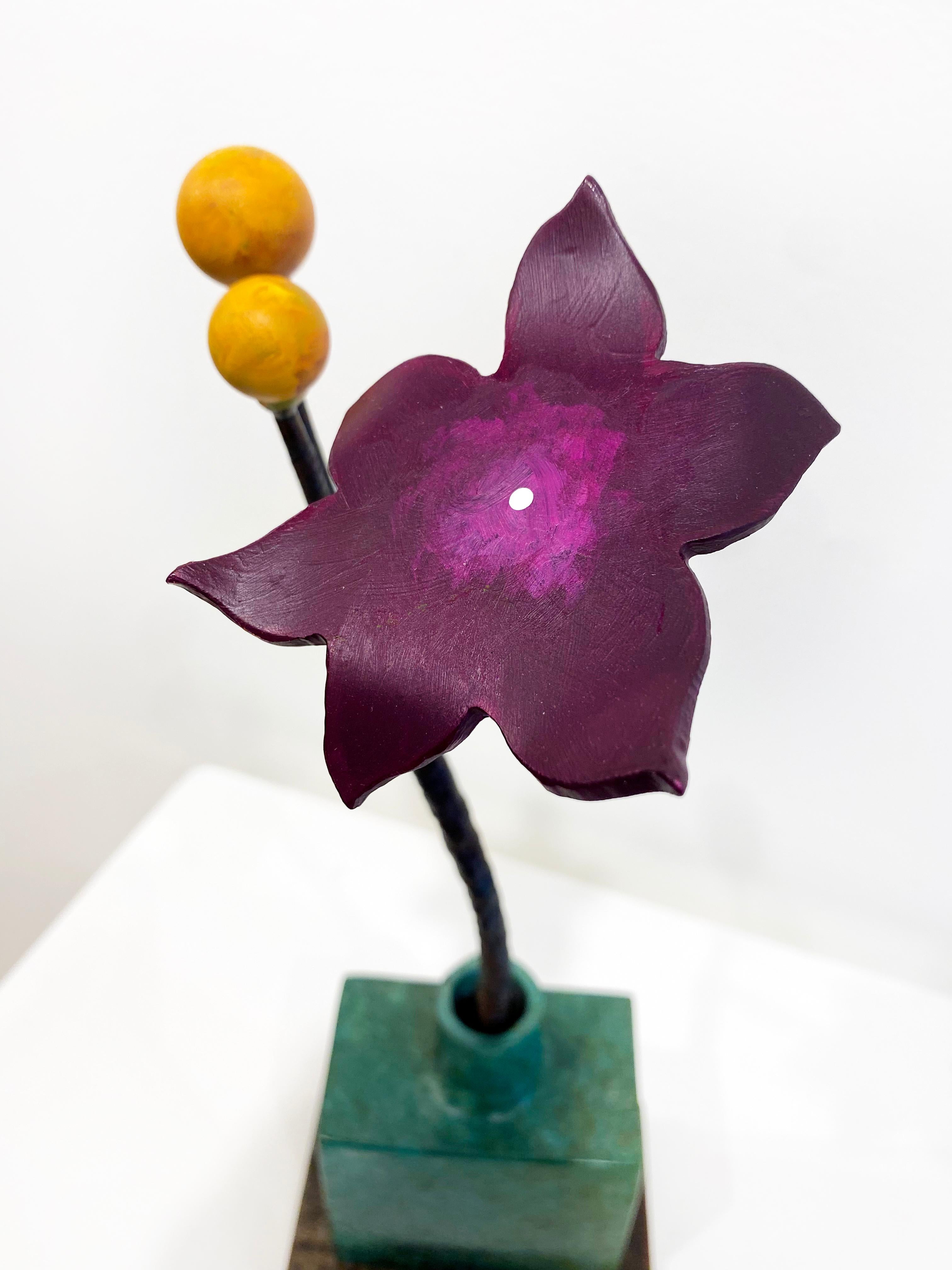 Bronze and Steel Sculpture by David Kimball Anderson 'Green Bottle Ochre Seeds' For Sale 2