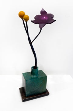 Used Bronze and Steel Sculpture by David Kimball Anderson 'Green Bottle Ochre Seeds'