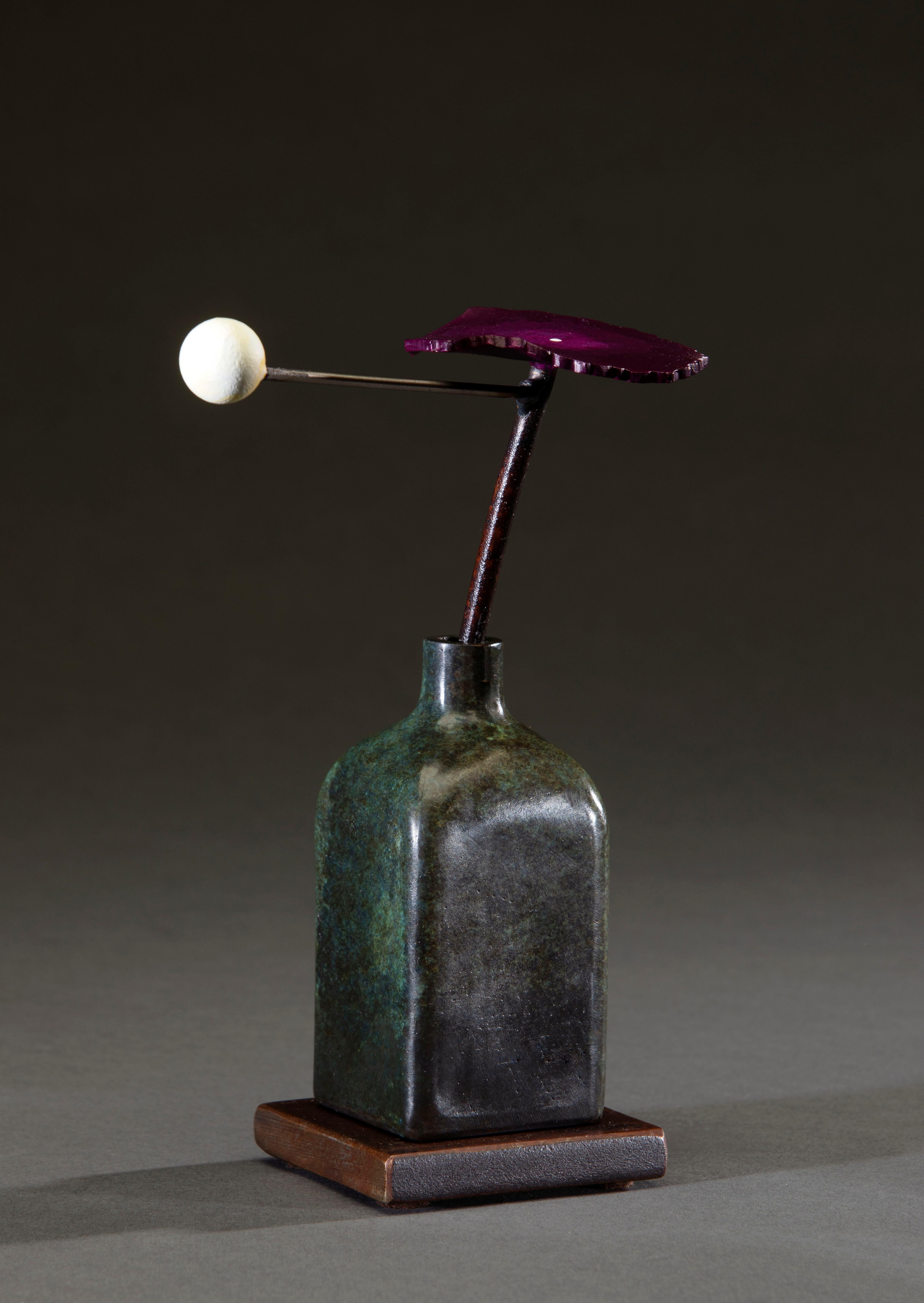 Escultura de bronce y acero de David Kimball Anderson 'Planeta zinnia púrpura' en venta 1