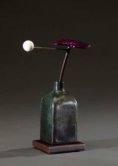 Bronze and Steel Sculpture by David Kimball Anderson 'Planet Purple Zinnia'