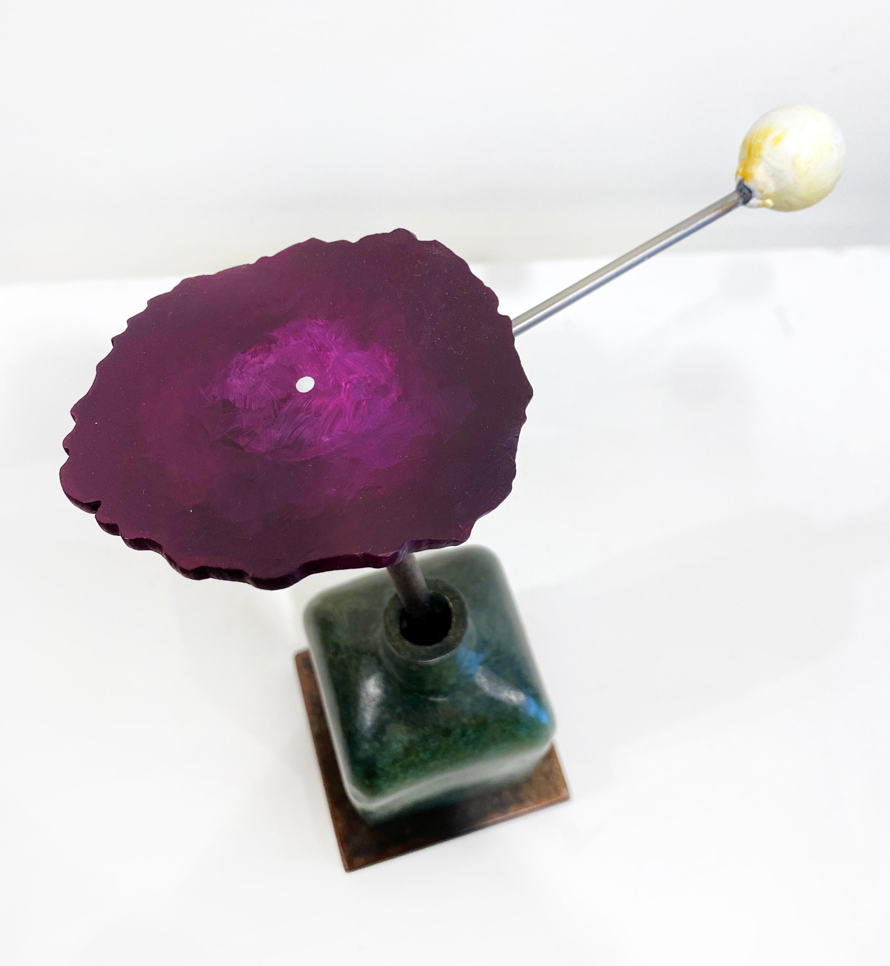 Bronze- und Stahlskulptur von David Kimball Anderson „Planet Purple Zinnia“ im Angebot 2