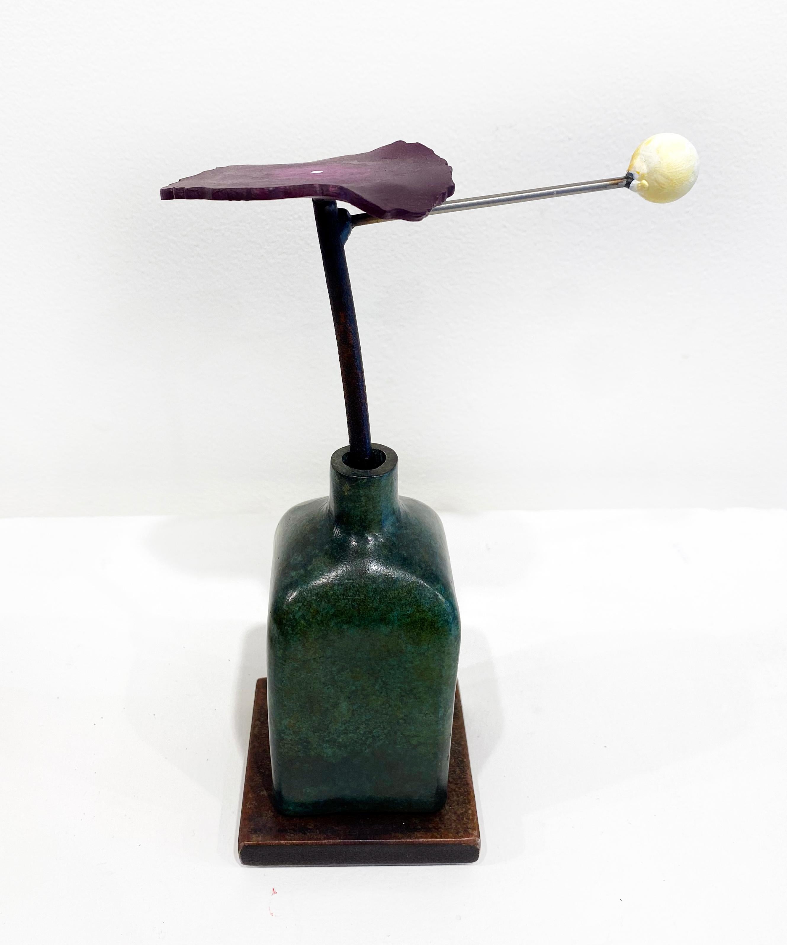 Bronze and Steel Sculpture by David Kimball Anderson 'Planet Purple Zinnia' For Sale 1