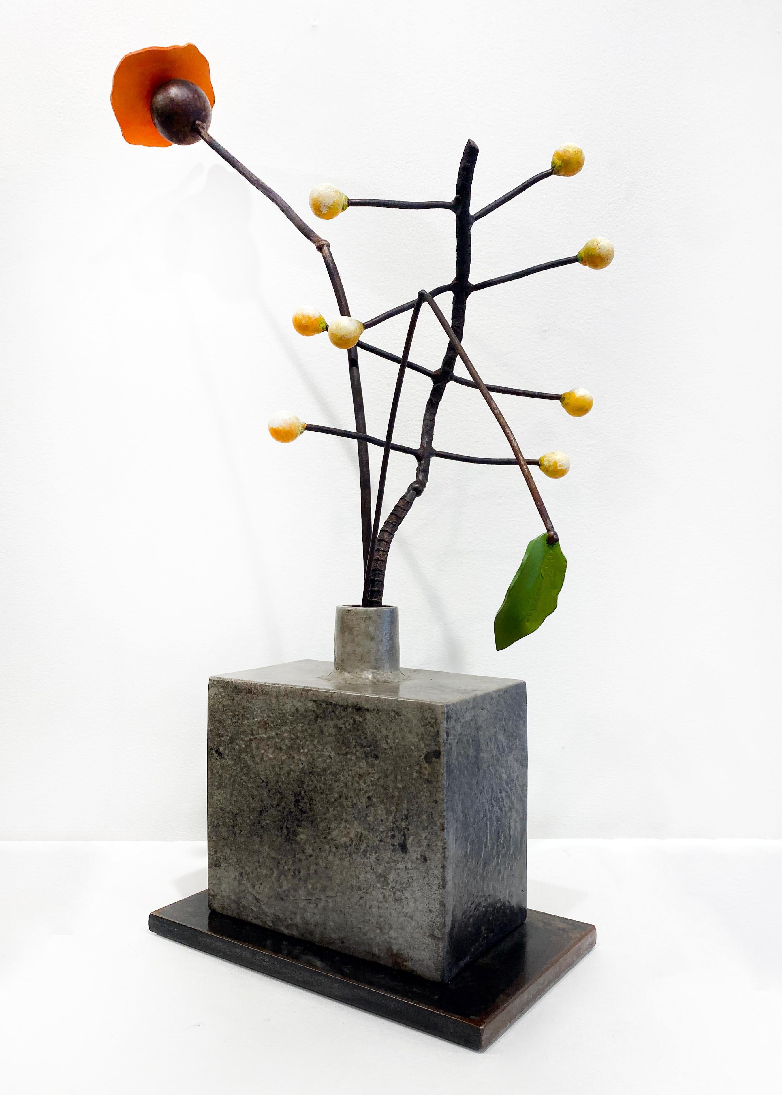 Skulptur aus Bronze und Stahl von David Kimball Anderson „ Mohnblume, Seeds“ im Angebot 1