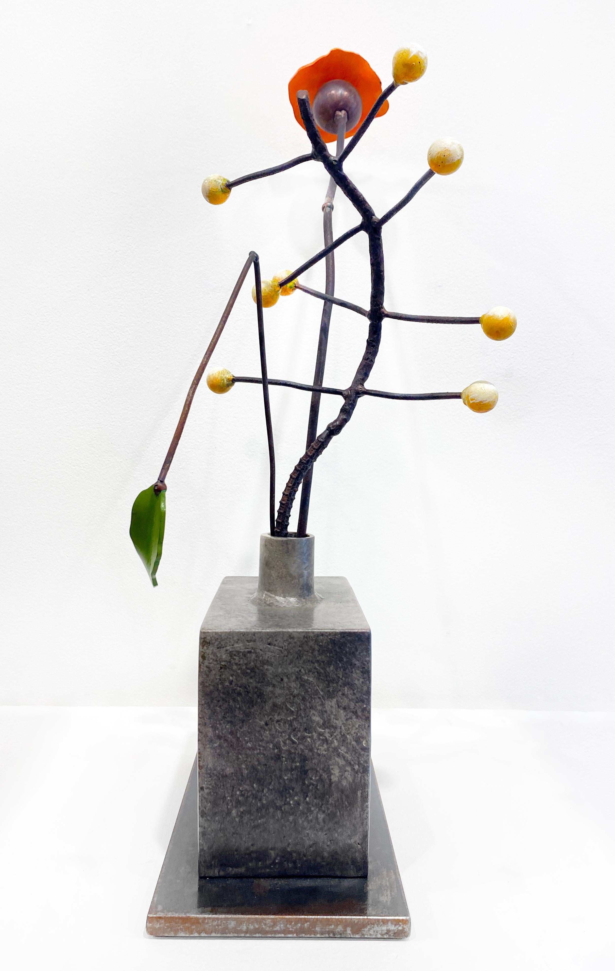 Skulptur aus Bronze und Stahl von David Kimball Anderson „ Mohnblume, Seeds“ im Angebot 2