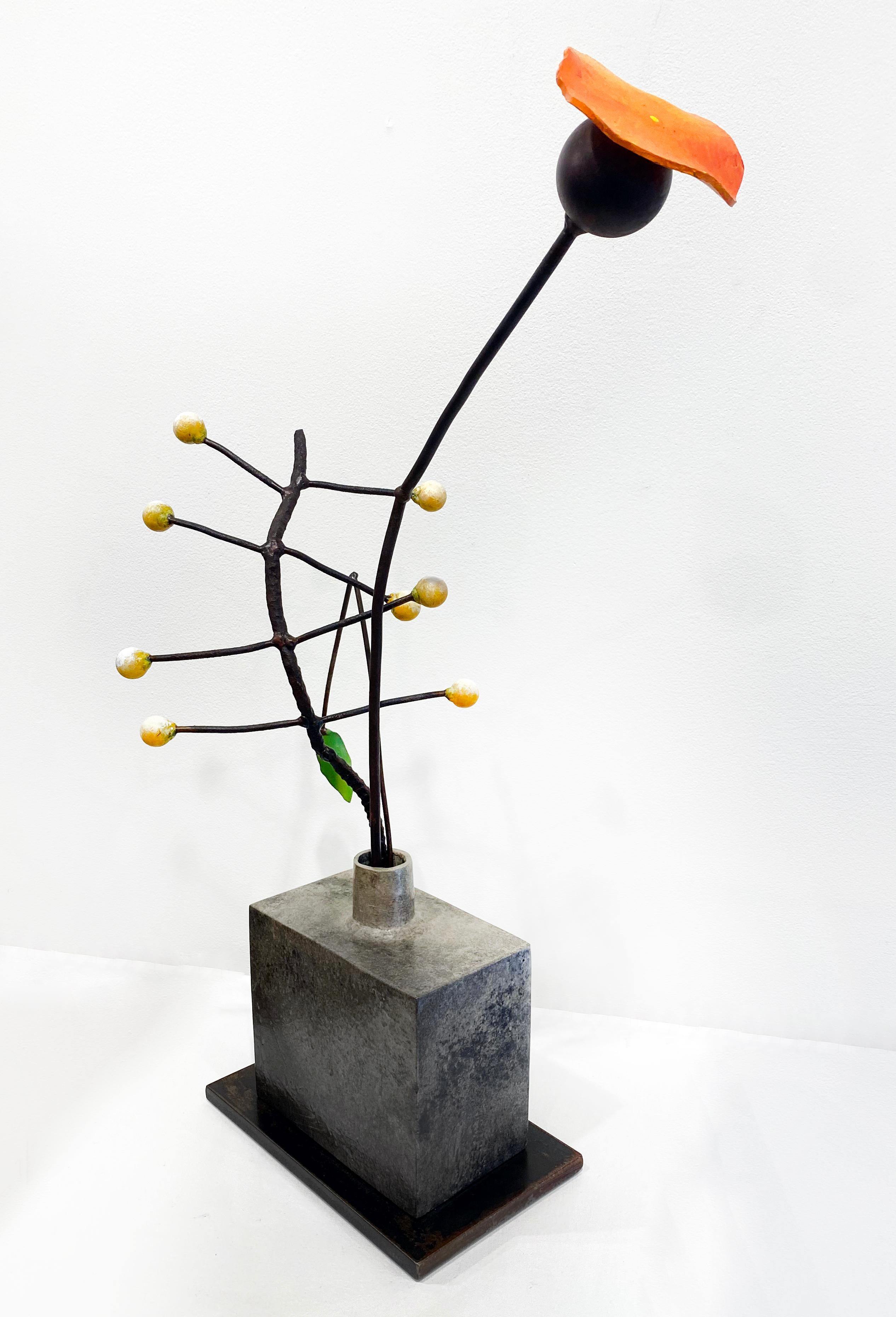 Skulptur aus Bronze und Stahl von David Kimball Anderson „ Mohnblume, Seeds“ im Angebot 4
