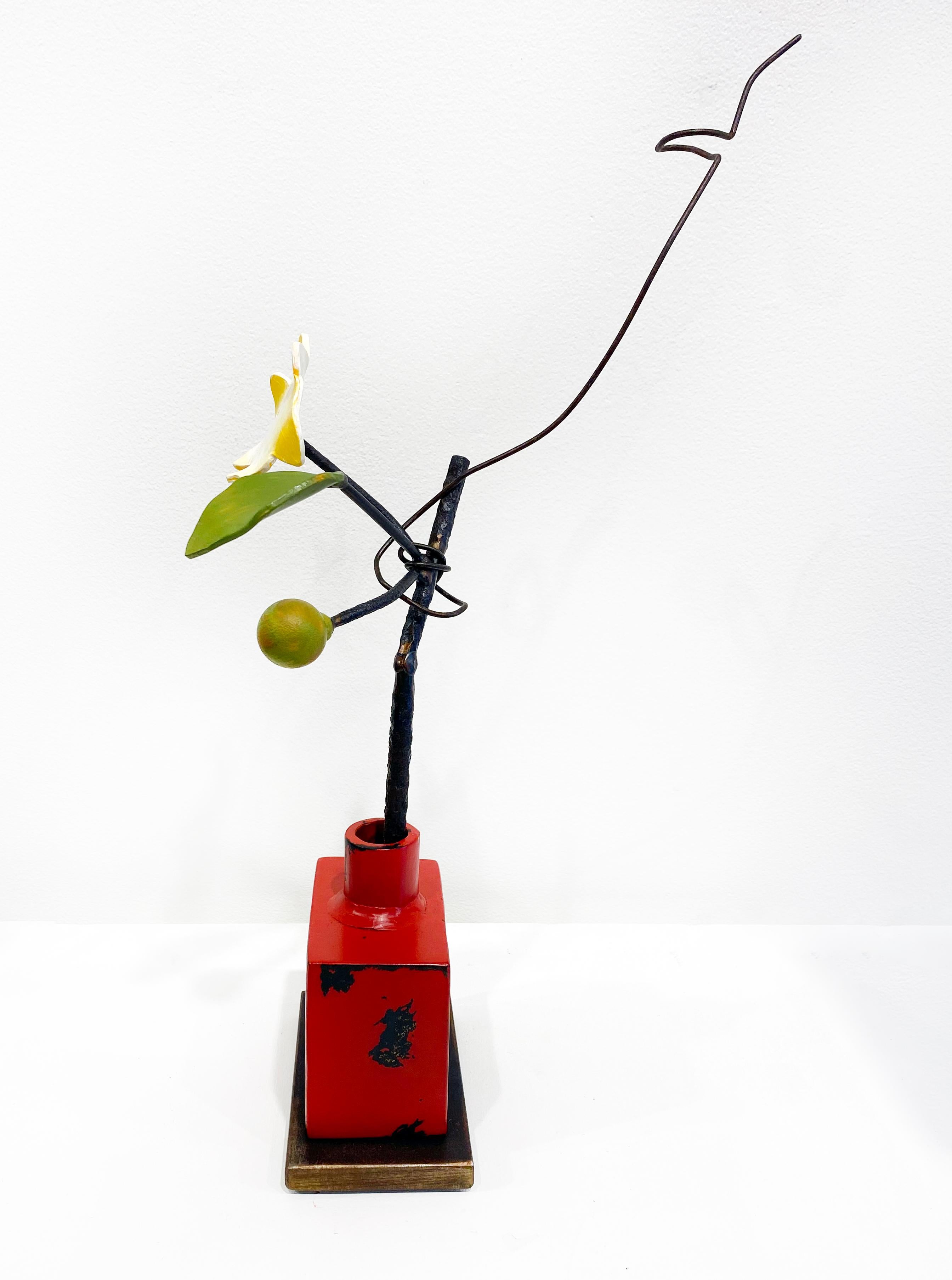 Bronze and Steel Sculpture by David Kimball Anderson 'Red Bottle Yellow Flower' 7