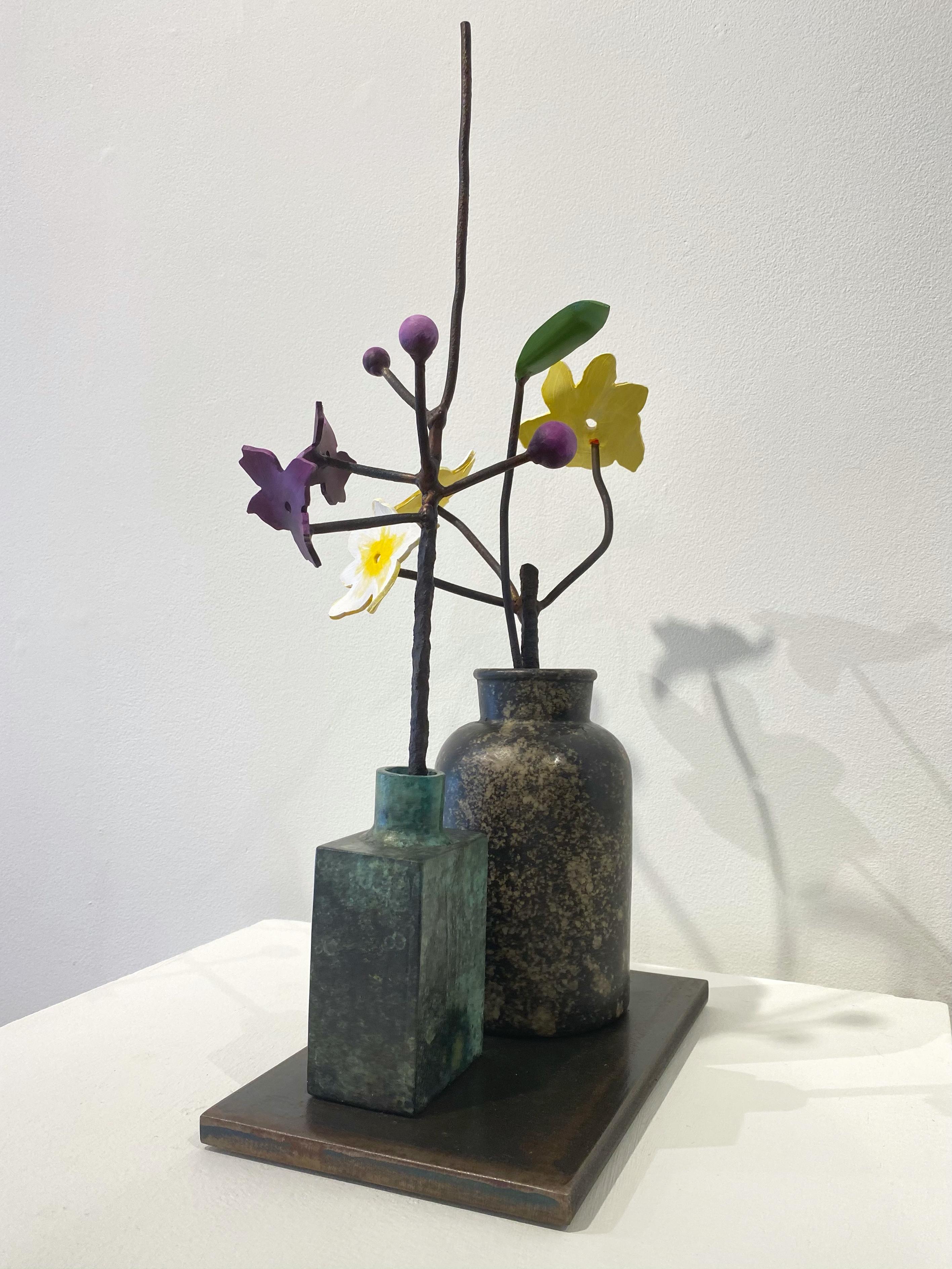 Bronze and steel sculpture, David Kimball Anderson,  'Cosmos and Delphinium' 1