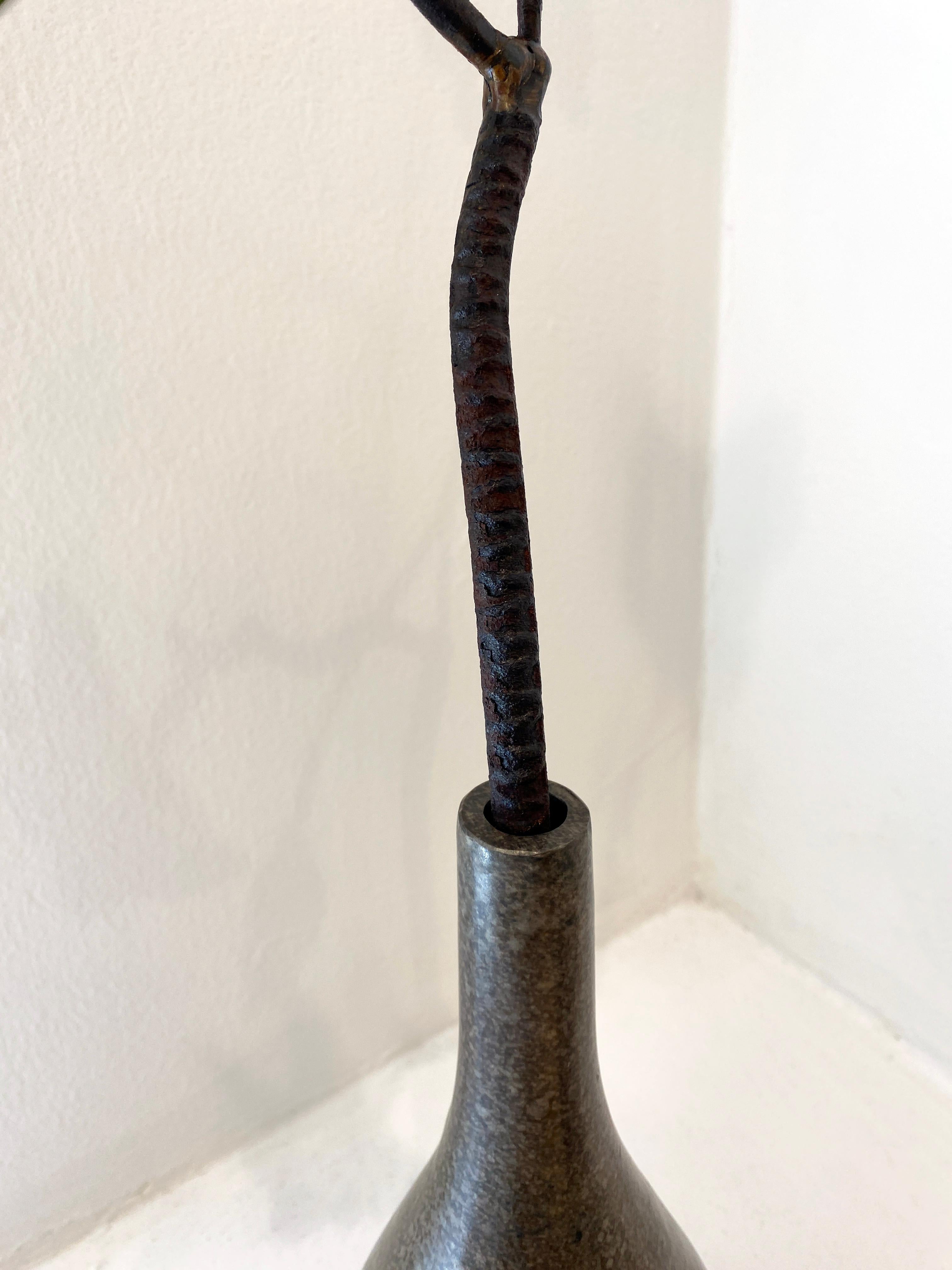 Bronze and Steel Sculpture, 'Silver Water Bottle with Flower and Yarrow' For Sale 4