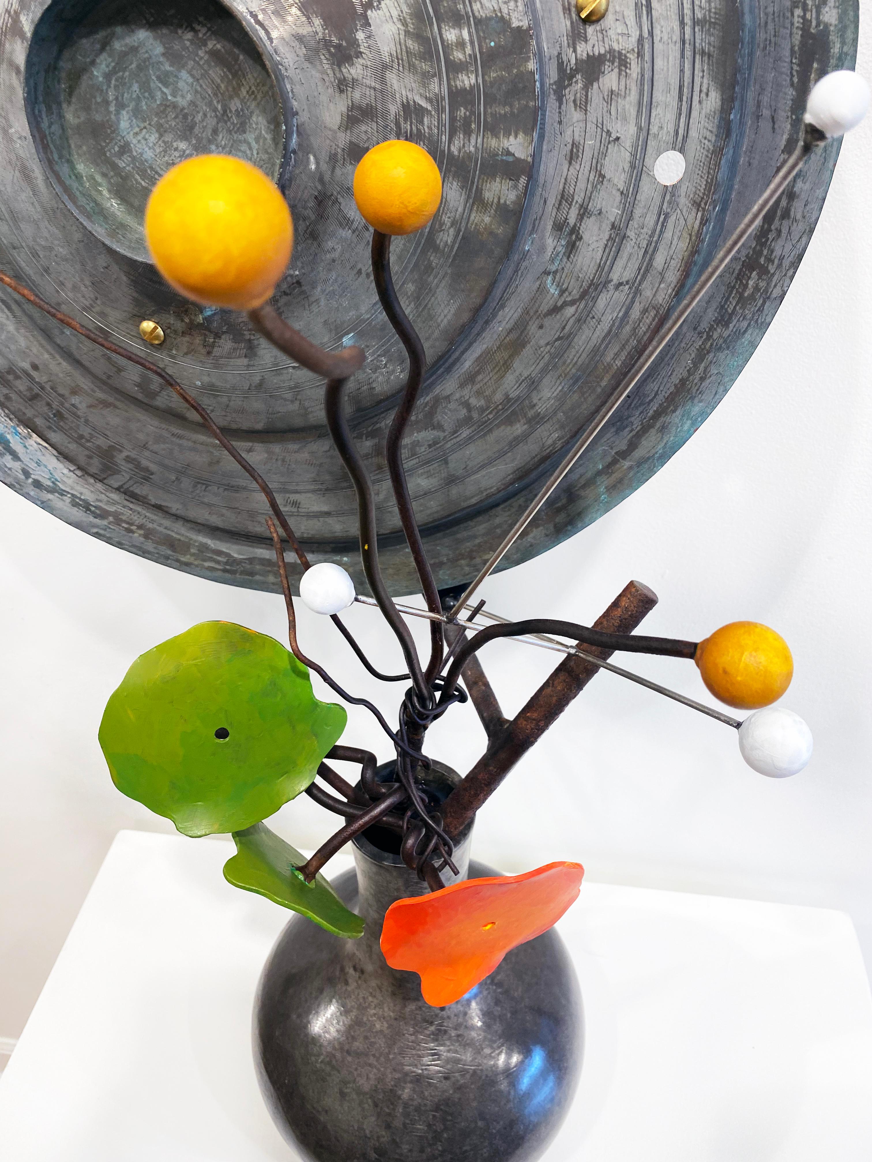 Bronze & Steel Sculpture by David Kimball Anderson 'Planets, Seeds, Nasturtium' For Sale 6