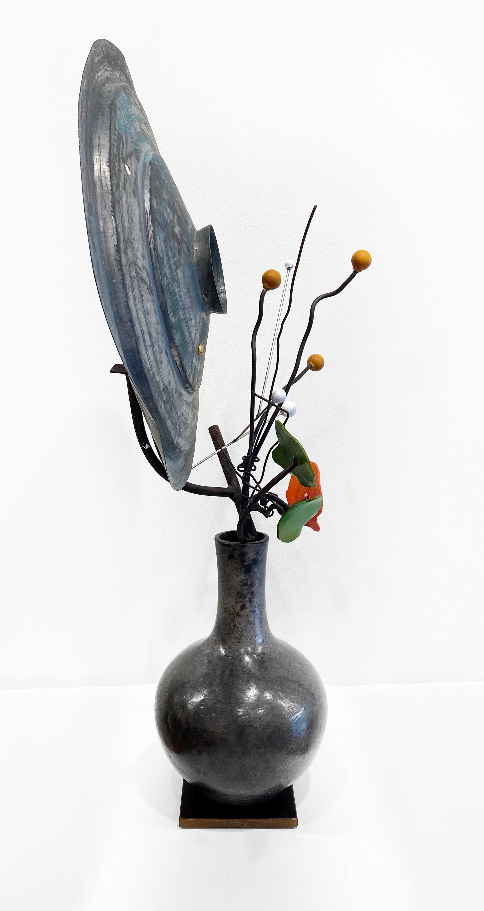 Bronze & Steel Sculpture by David Kimball Anderson 'Planets, Seeds, Nasturtium' For Sale 1