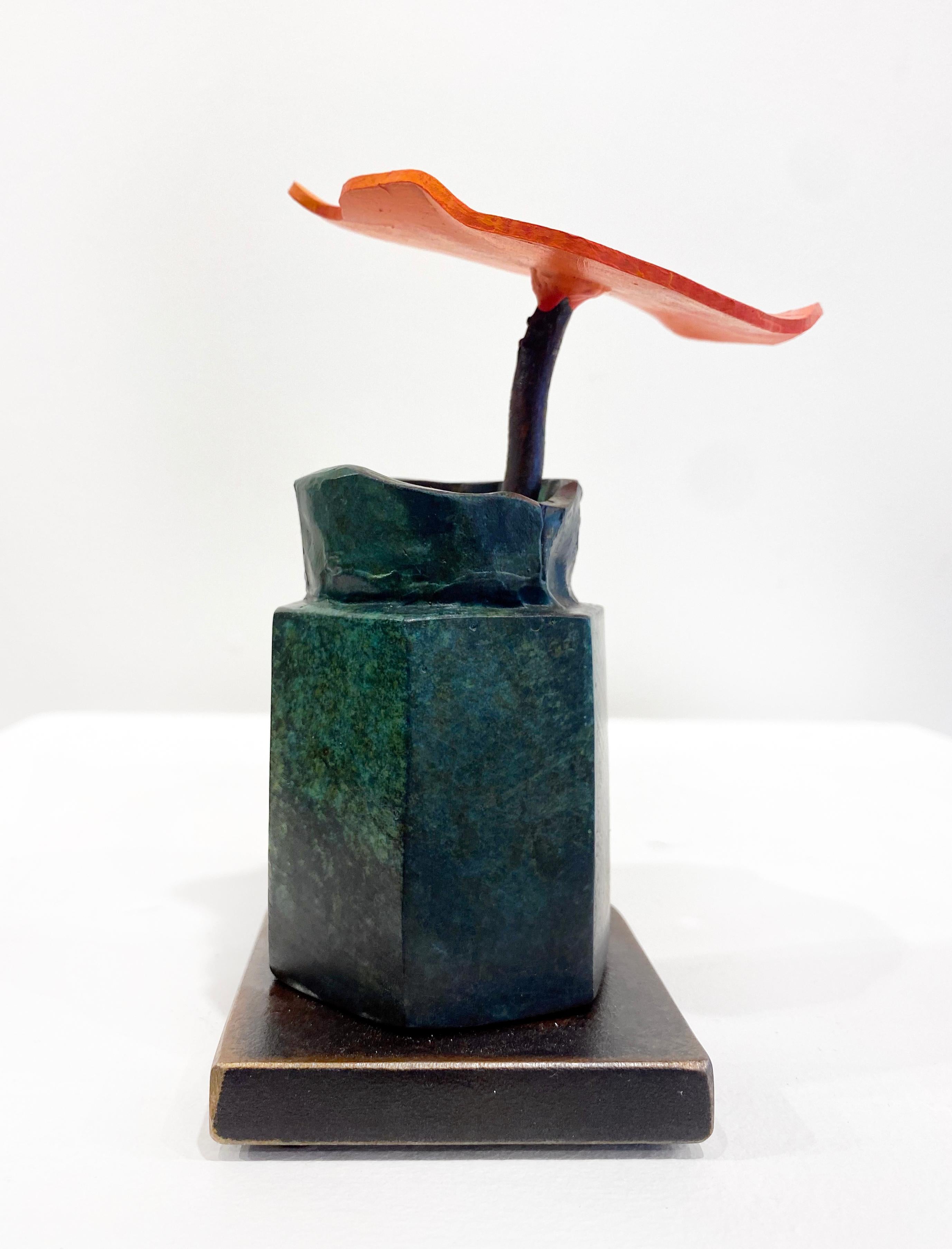 Bronze, Steel Sculpture David Kimball Anderson 'Japanese Bottle Orange Flower' 2