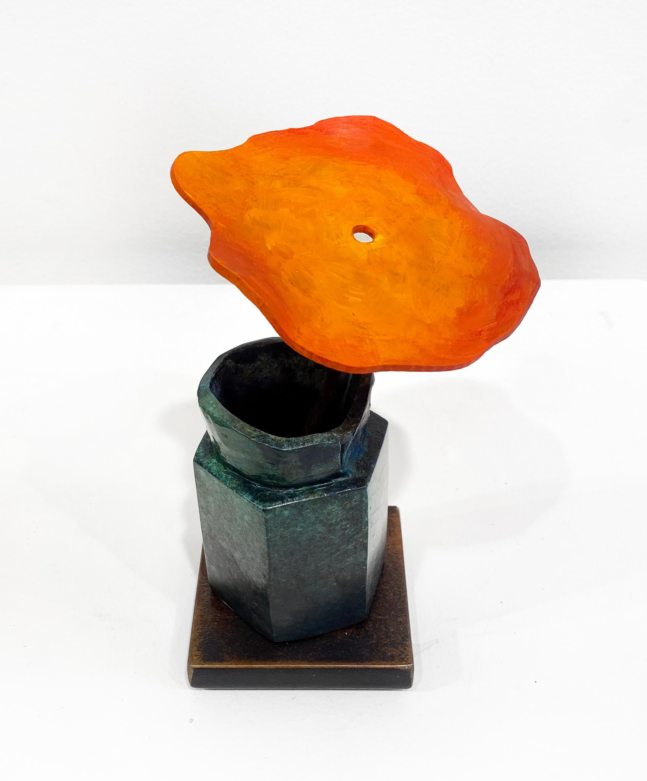 Bronze, Steel Sculpture David Kimball Anderson 'Japanese Bottle Orange Flower' 3
