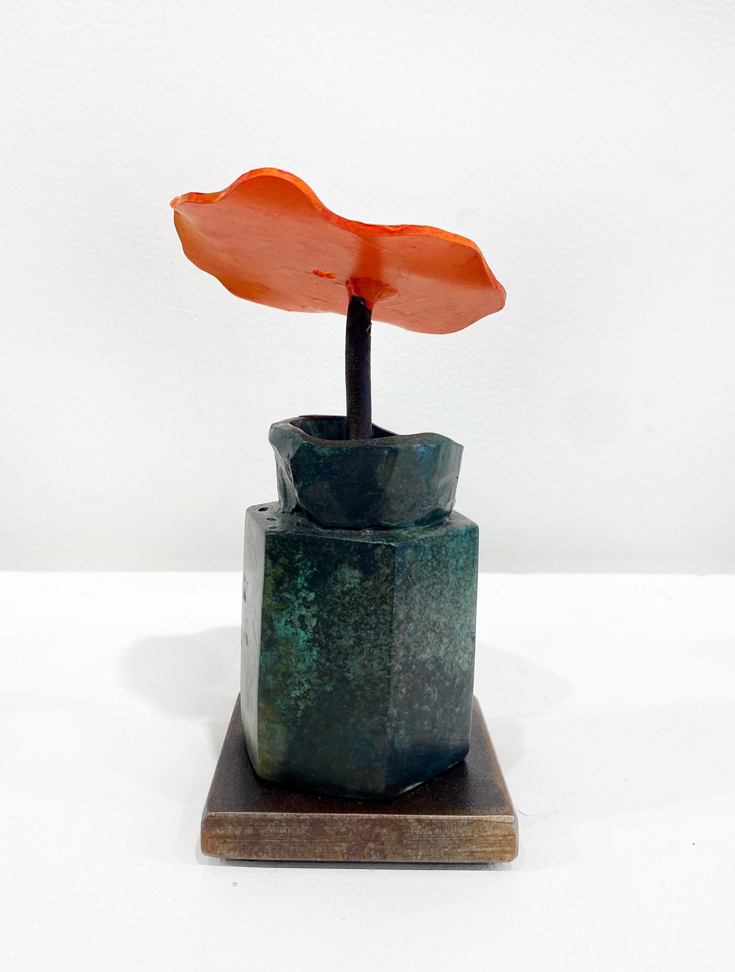 Bronze, Steel Sculpture David Kimball Anderson 'Japanese Bottle Orange Flower' 4