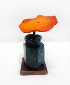 Bronze, Steel Sculpture David Kimball Anderson 'Japanese Bottle Orange Flower'