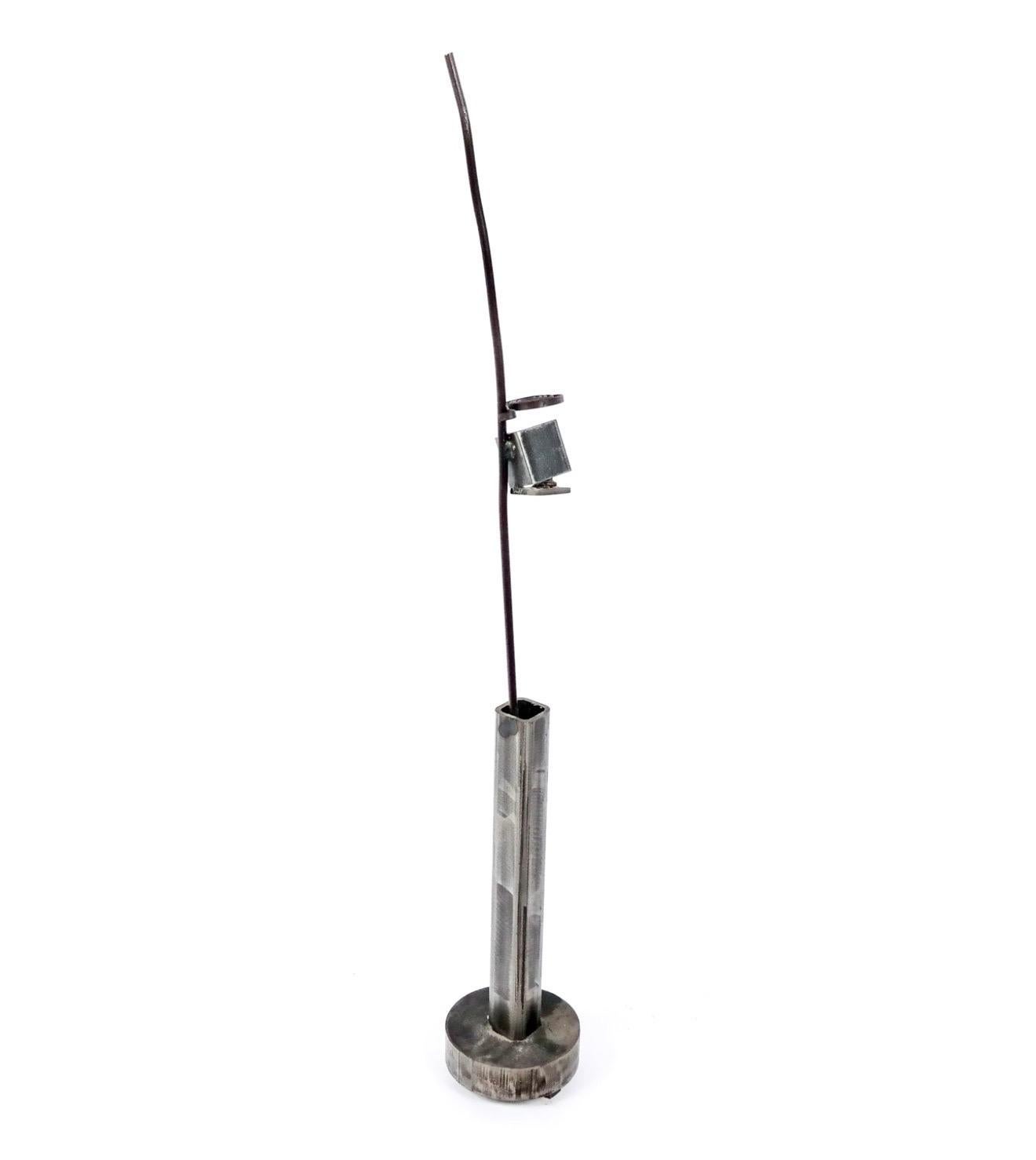 Contemporary abstract steel standing sculpture, 
Signed to base "Opera / DA / 87". 
1987
Provenance: From the Walden Collection
Dimensions: 45 1/2" H; Base: 6 1/2" Diam.
Large Abstract Minimalist Zen Sculpture 

David Kimball Anderson’s work is bold