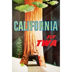 1950 Original poster by David Klein - Fly TWA California - Yosemite Park