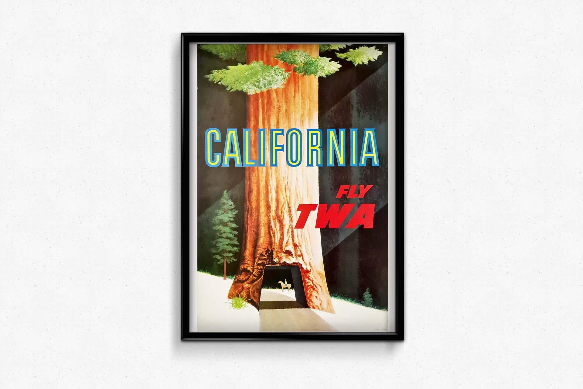 Affiche originale de David Klein - Fly TWA, Californie, Yosemite Park, 1950 2