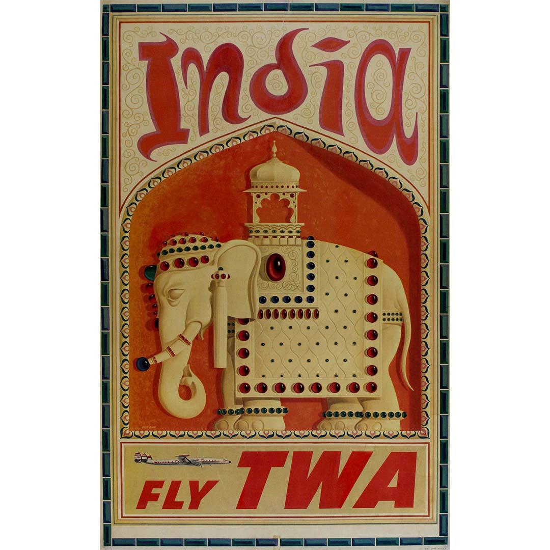 In the world of travel advertising and design, David Klein's name shines brightly as a master of capturing the spirit and allure of distant destinations. Created in 1960, his original travel poster for 'India Fly TWA' offers a captivating glimpse